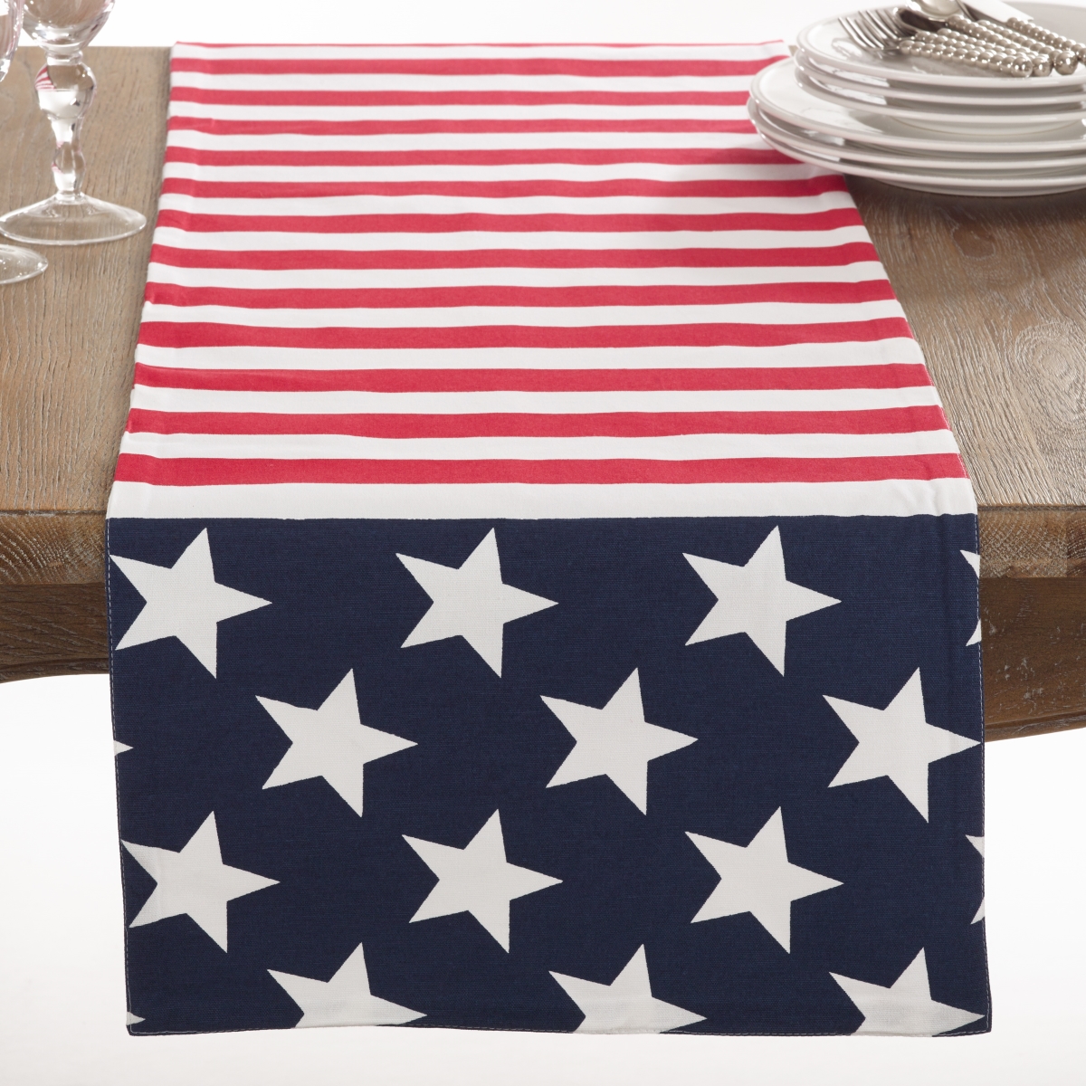 Picture of Saro Lifestyle 0704.M16120B 16 x 120 in. American Flag Design Table Runner, Multi Color