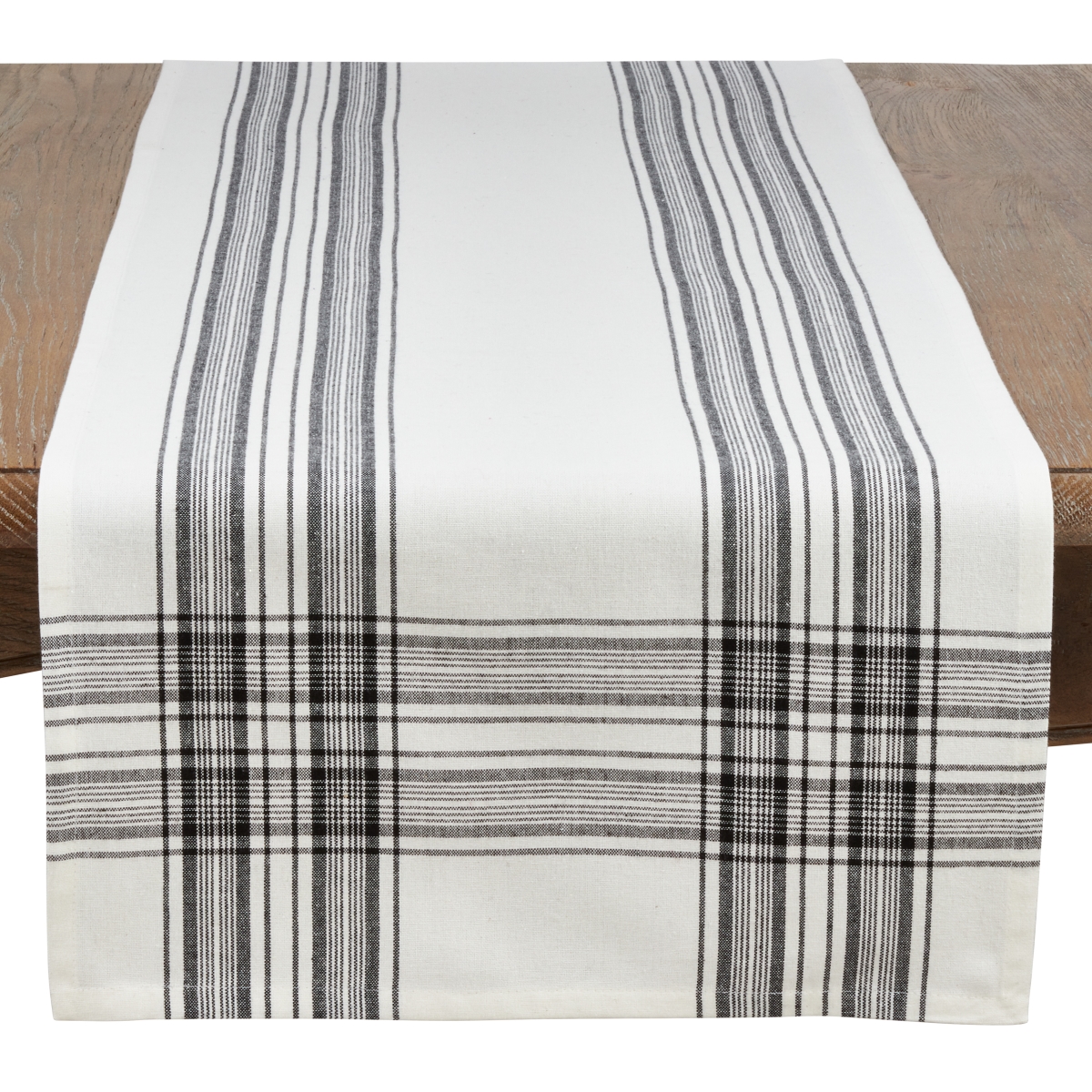Picture of Saro Lifestyle 6562.BK1690B 16 x 90 in. Plaid Pattern Cotton Table Runner, Black