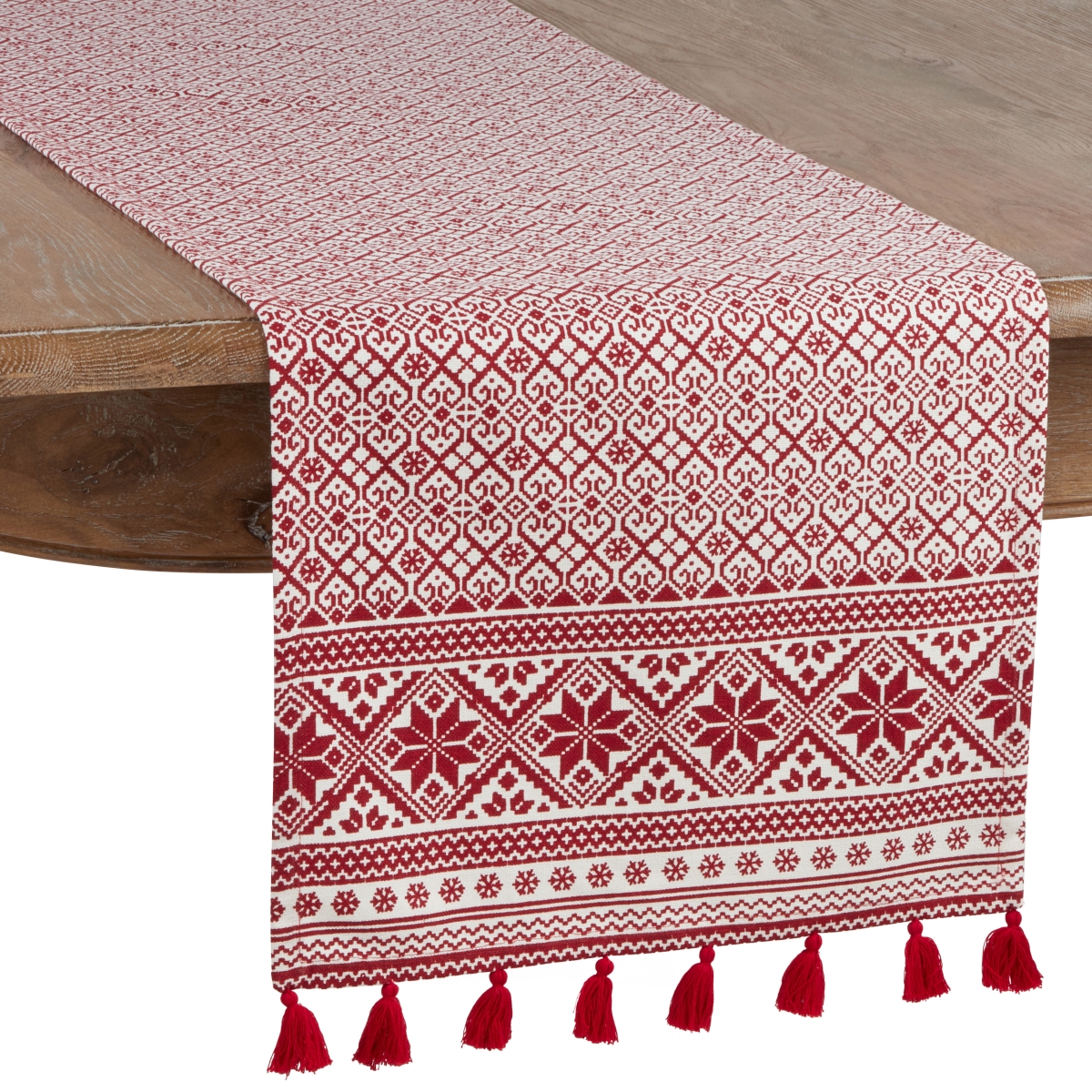 Picture of Saro Lifestyle 803.R1690B 16 x 90 in. Christmas Pattern Table Runner, Red