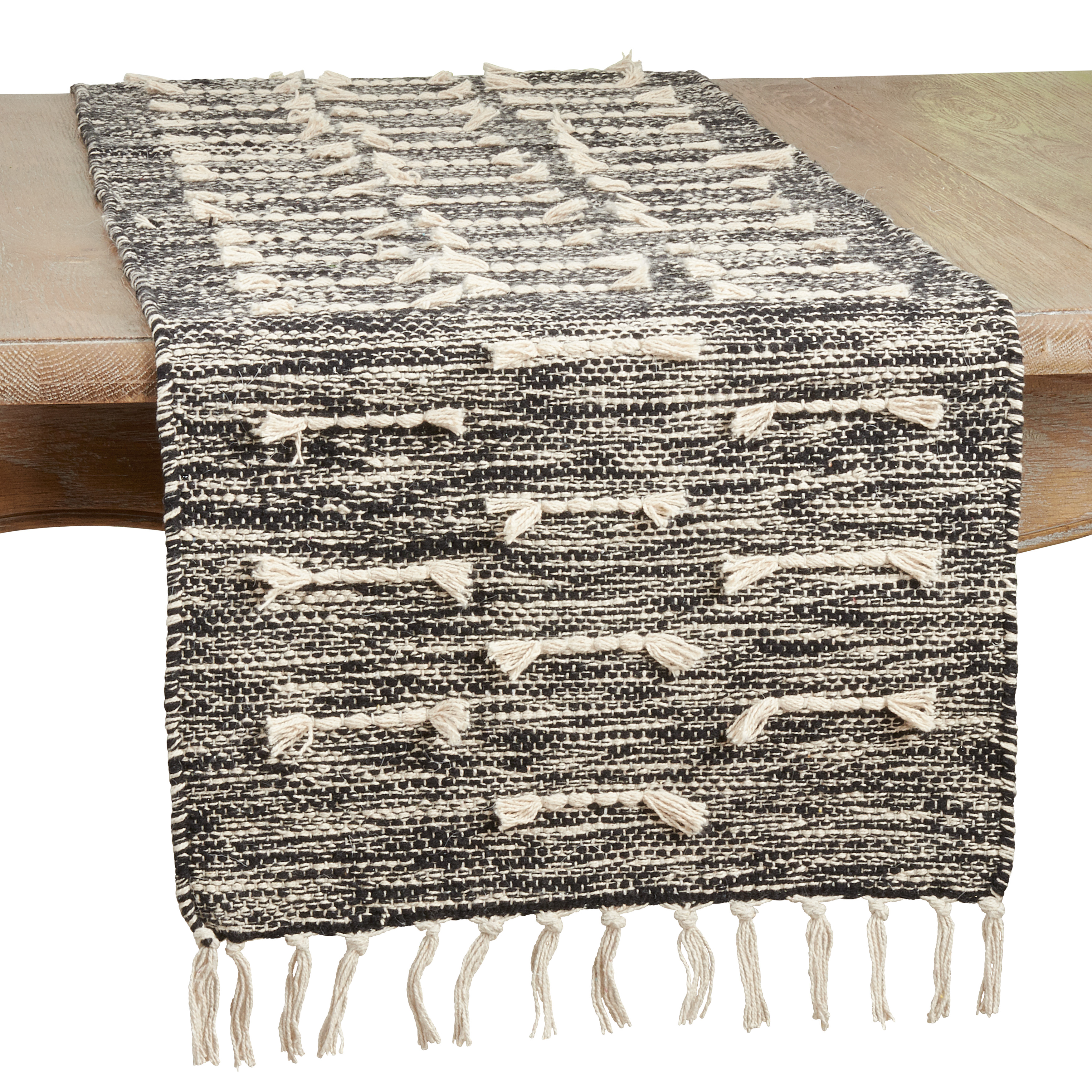 Picture of Saro Lifestyle 8389.BK16120B 16 x 120 in. Dashed Stitch Table Runner, Black