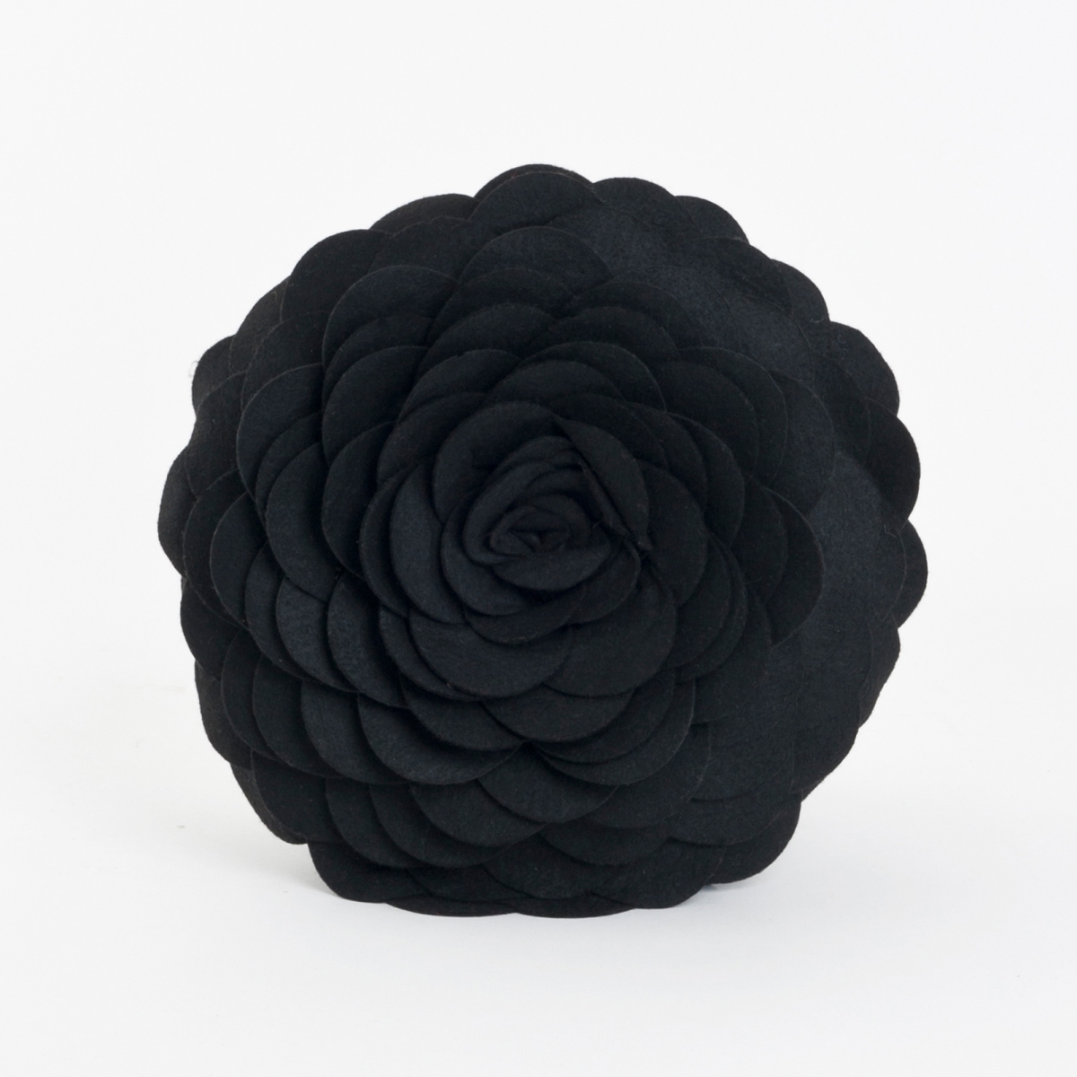 16 in. Rose Flower Design Poly Filled Throw Pillow, Black