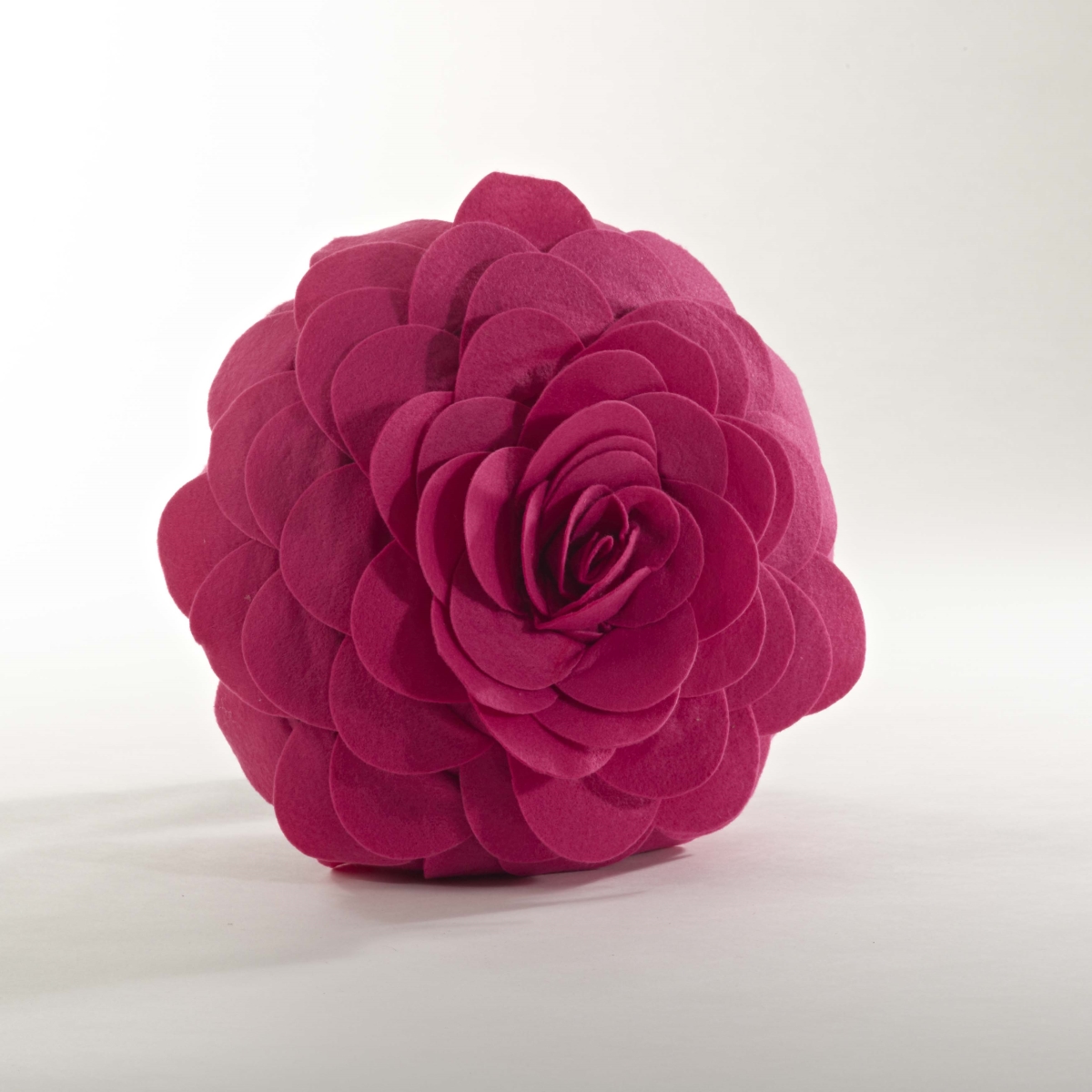16 in. Rose Flower Design Poly Filled Throw Pillow, Fuchsia