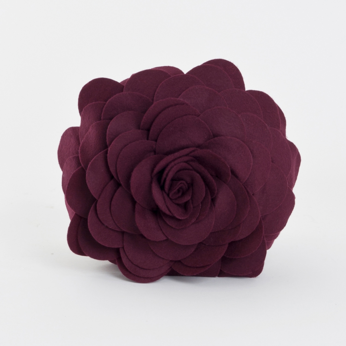 16 in. Rose Flower Design Poly Filled Throw Pillow, Wine