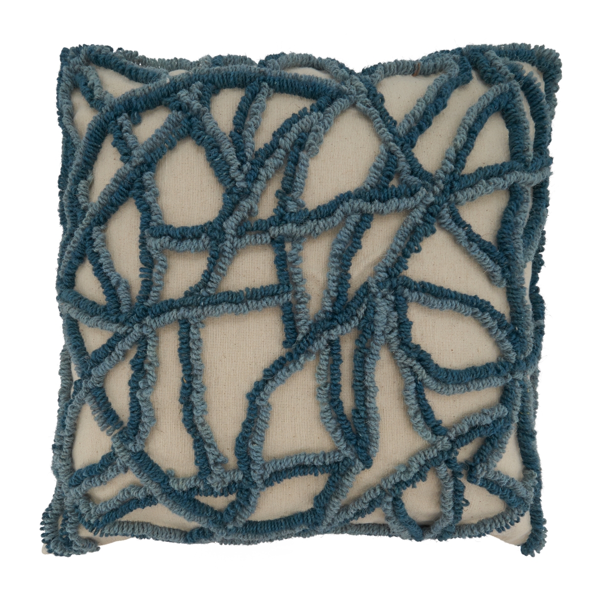 Cracked Mosaic Embroidered Square Throw Pillow - Blue - 20 in.