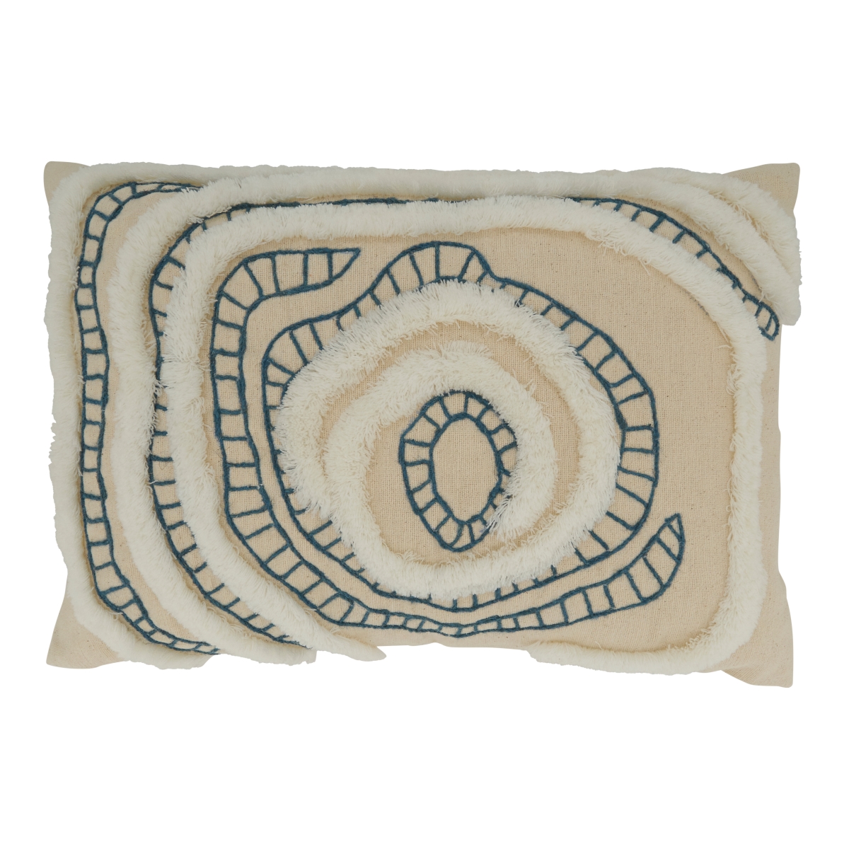 16 x 24 in. Topography Embroidered Throw Oblong Cotton Pillow with Polyester Filling