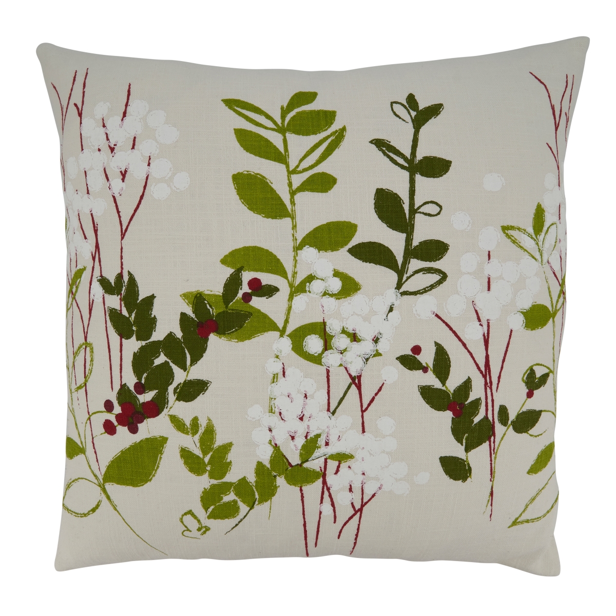 Holiday Botanical Design Throw Pillow with Poly Filling