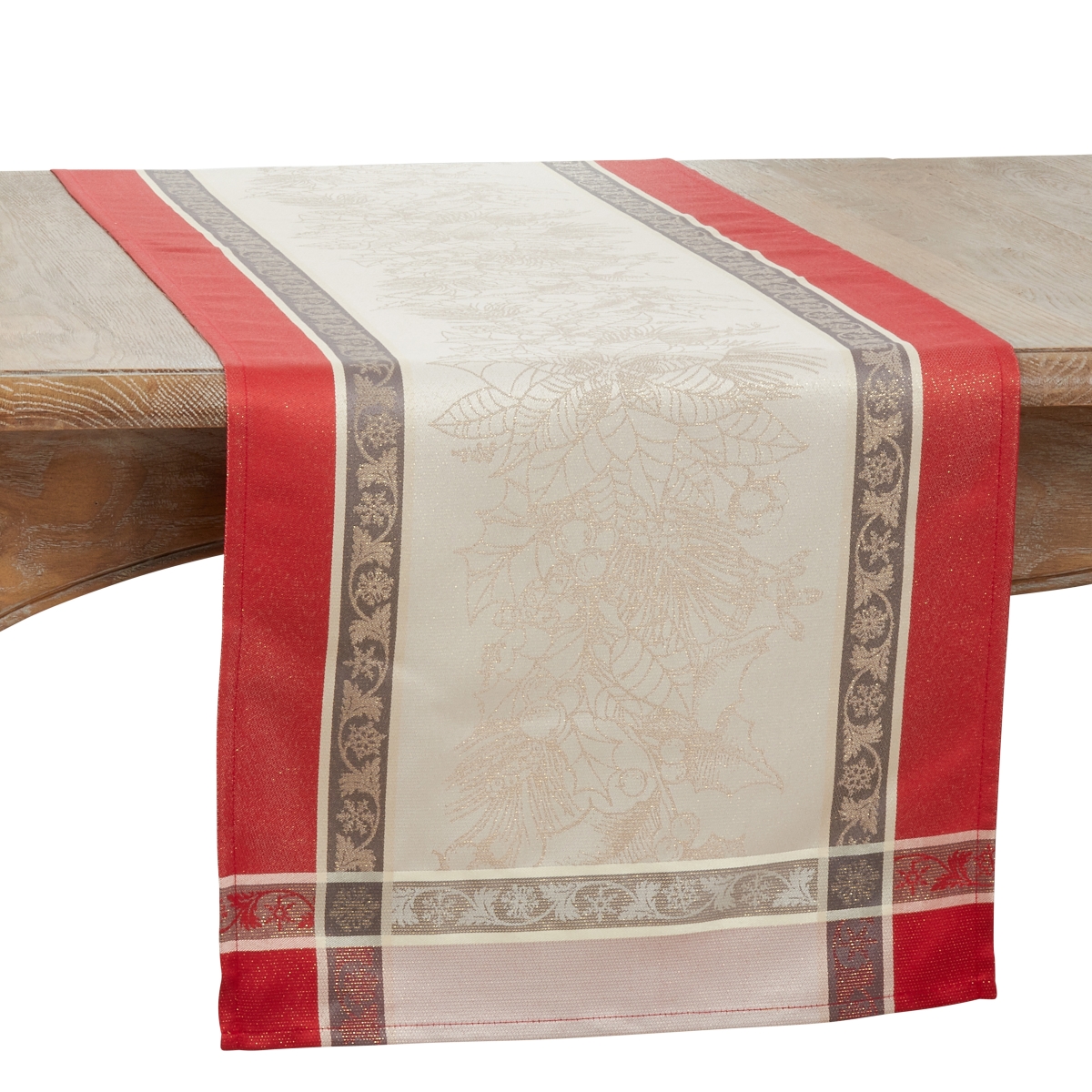 Picture of Saro Lifestyle 2487.R1654B 16 x 54 in. Jacquard Christmas Oblong Table Runner, Red