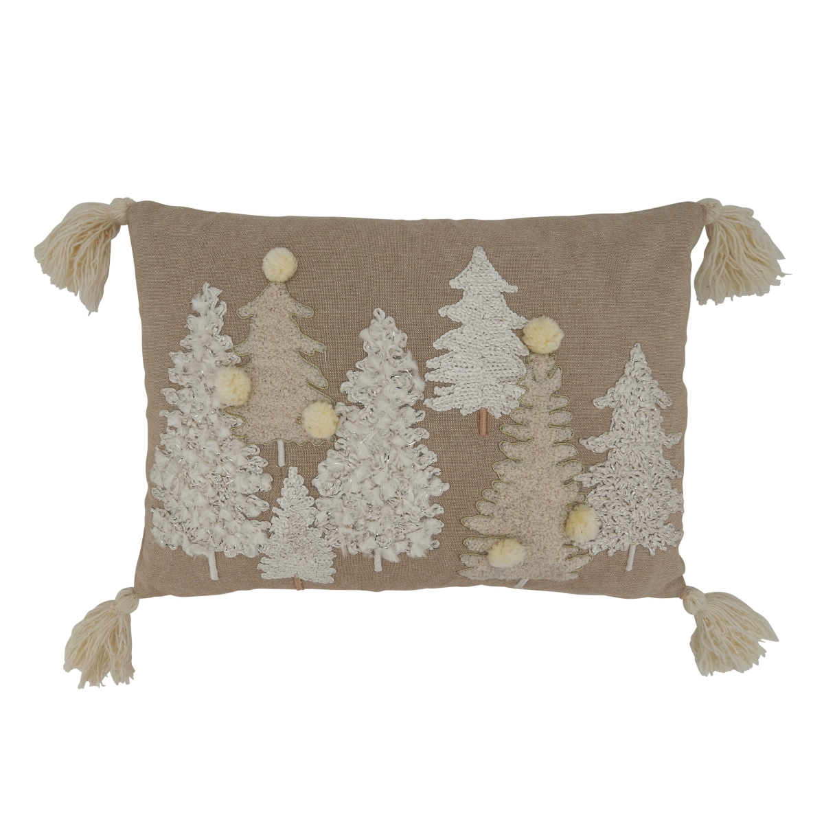2174.N1420BD 14 x 20 in. Evangelina Collection Embroidered Trees Throw Pillow with Down Filling, Natural
