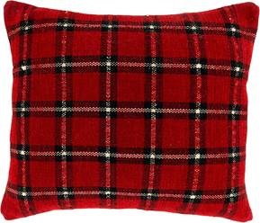 18 in. Plaid Chenille Square Poly-Filled Pillow, Red