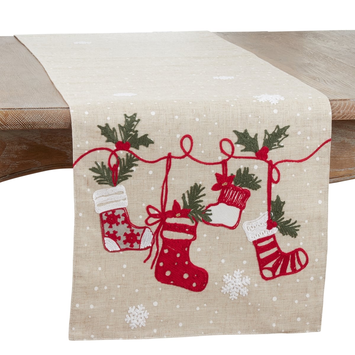 Picture of Saro Lifestyle 8702.N1670B 16 x 70 in. Oblong Stockings Design Table Runner