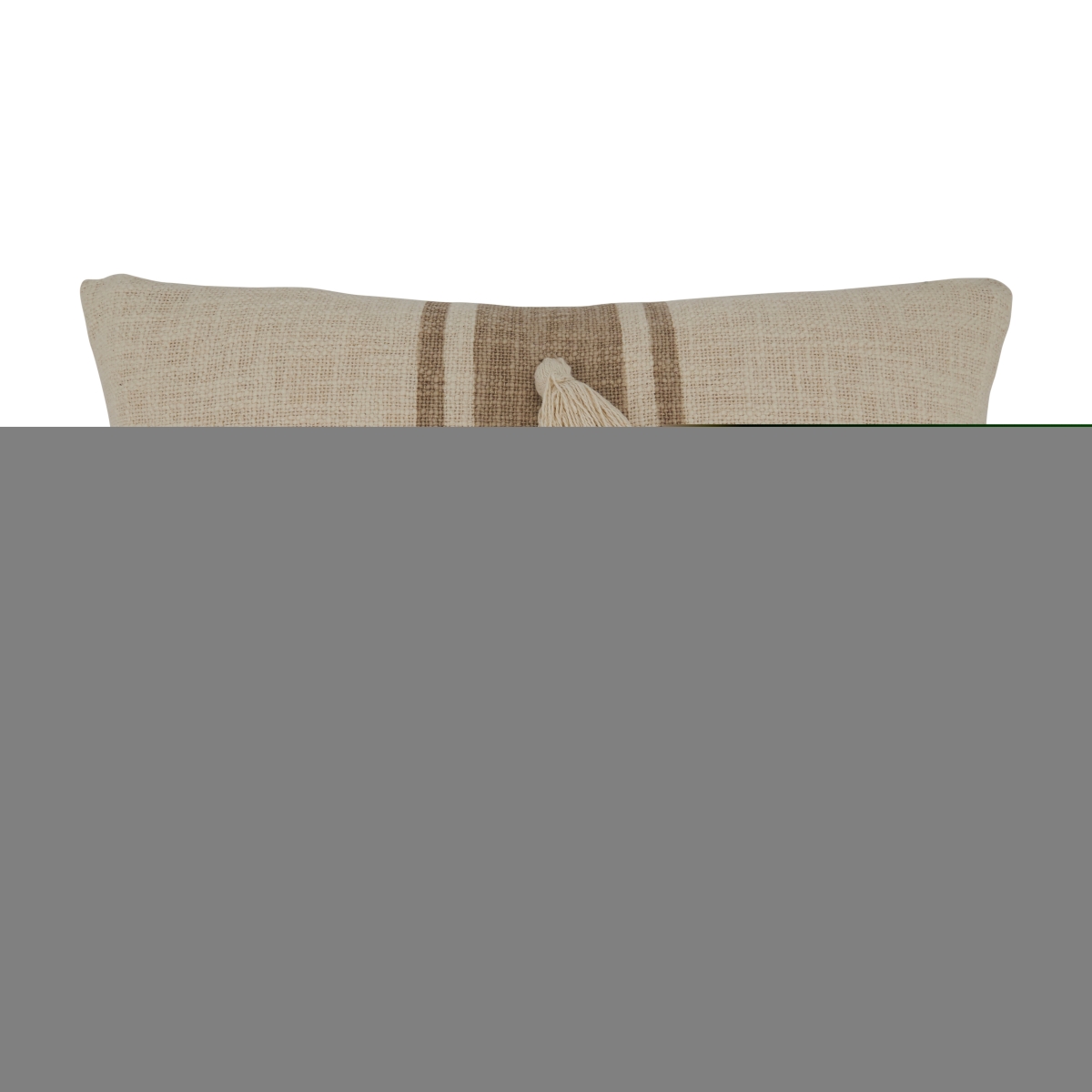 20 in. Striped Tassel Square Down Filled Pillow, Natural