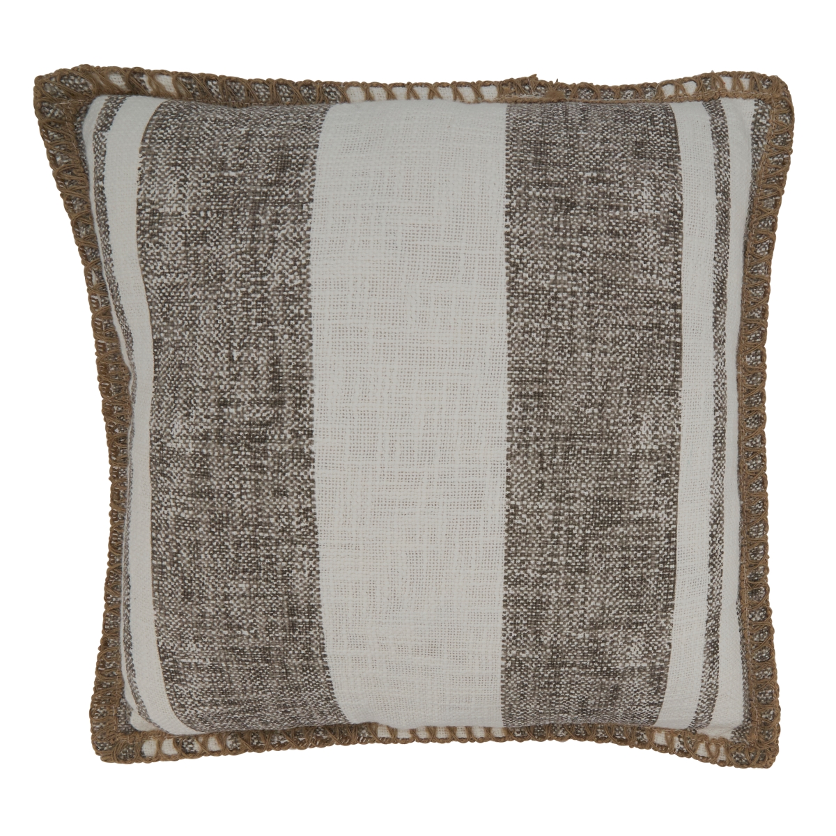18 in. Striped Whipstitch Square Down Filled Pillow, Grey