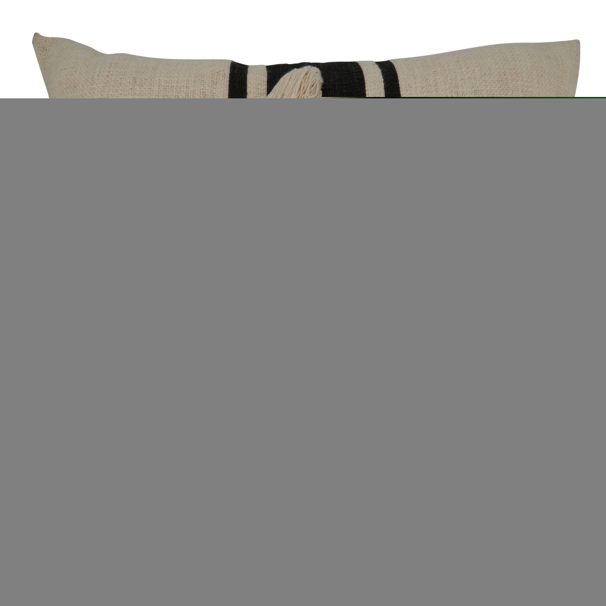 20 in. Striped Tassel Square Poly-Filled Pillow, Black