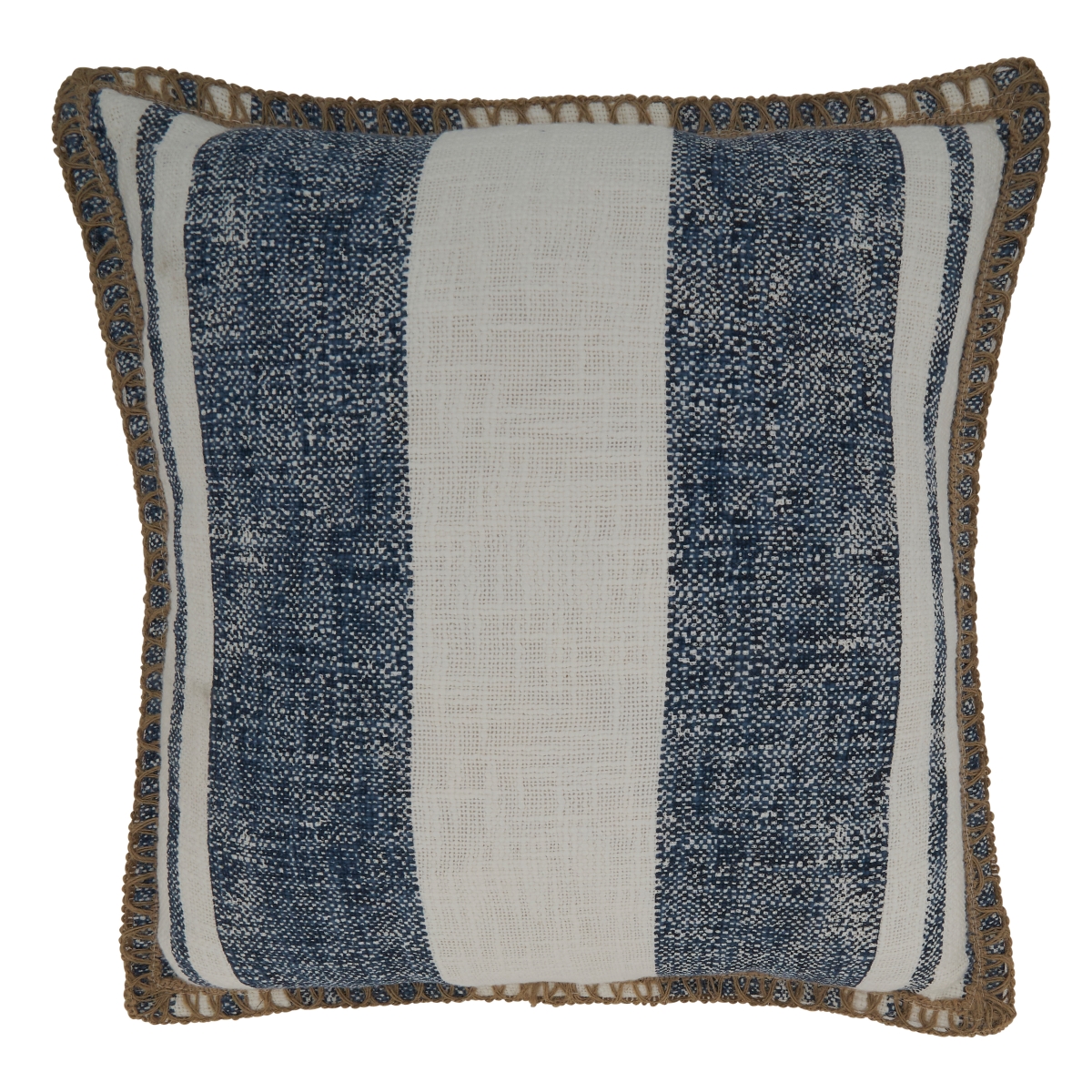 18 in. Striped Whipstitch Square Poly-Filled Pillow, Blue