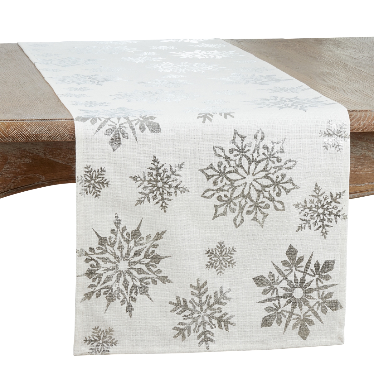 Picture of Saro Lifestyle 9044.S1672B 16 x 72 in. Foil Print Snowflake Oblong Table Runner, Silver