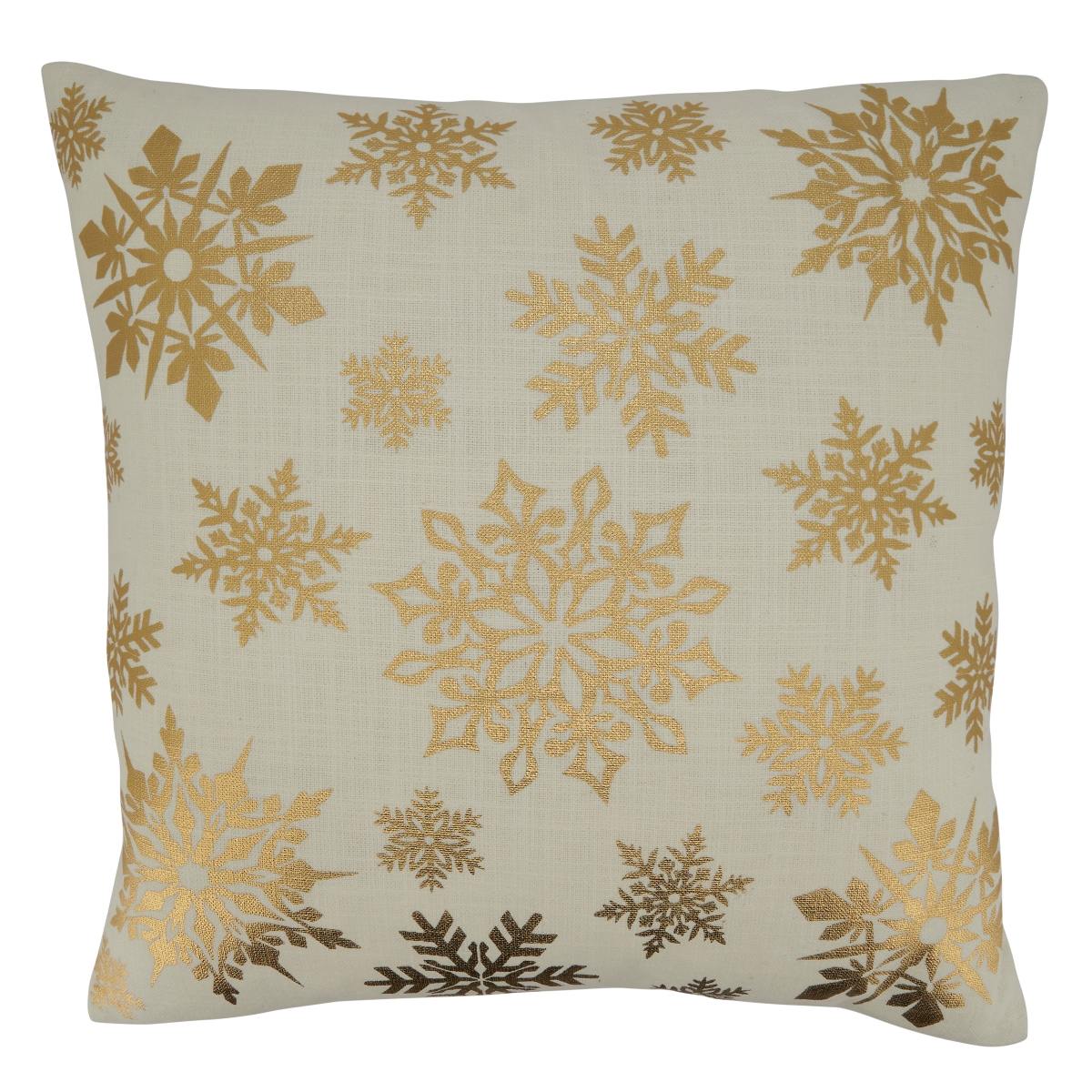 20 in. Foil Print Snowflake Square Pillow Cover, Gold