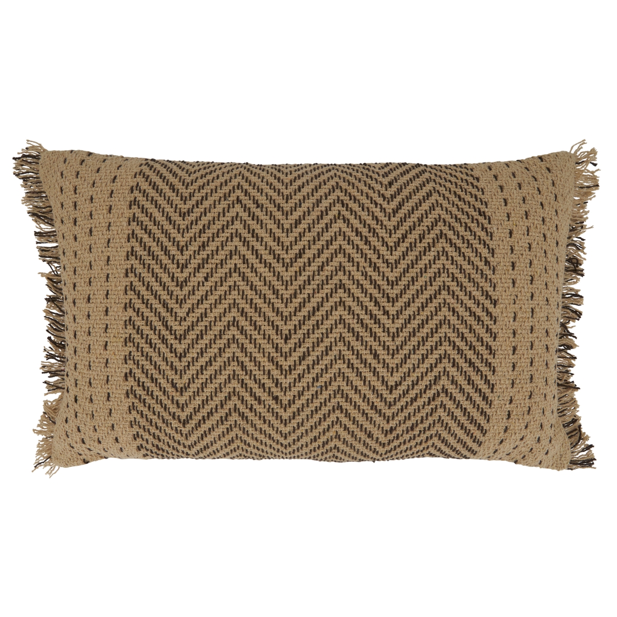 14 x 23 in. Kantha Stitch Down Filled Oblong Pillow, Natural