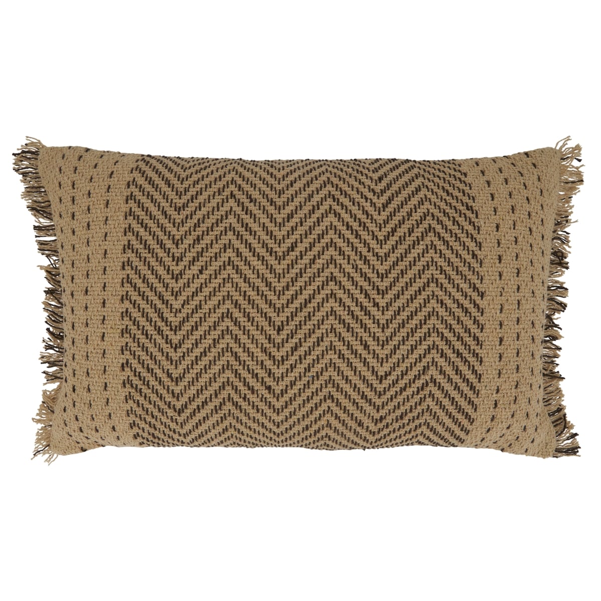 14 x 23 in. Kantha Stitch Poly-Filled Oblong Pillow, Natural