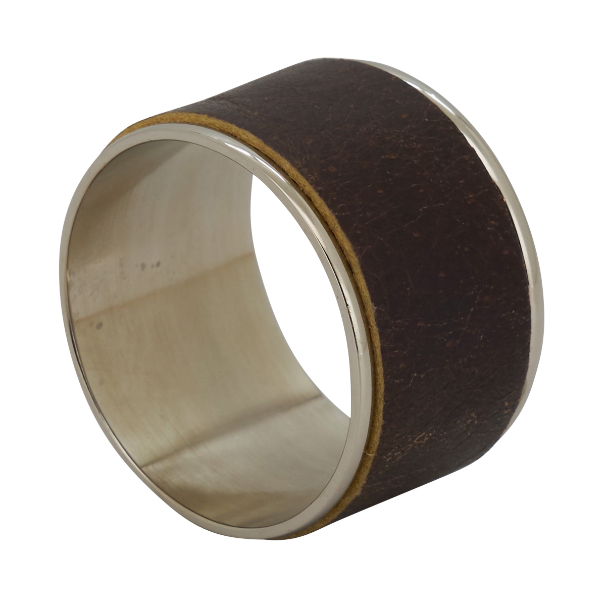 Picture of Saro Lifestyle NR776.BR Leather Napkin Rings, Brown - Set of 4