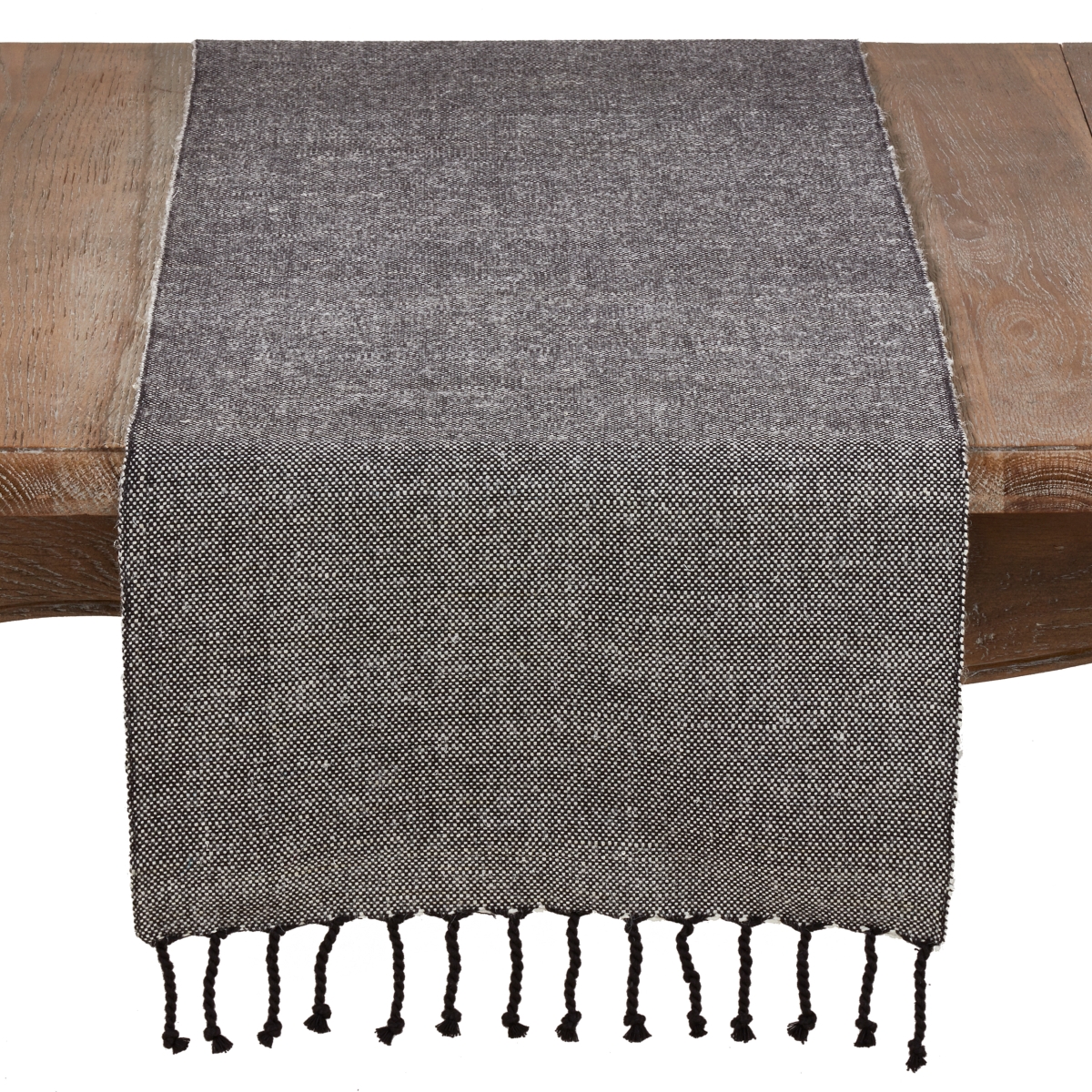 Picture of SARO 4869.BK1672B 16 x 72 in. Rectangle Solid Tasseled Cotton &amp; Jute Table Runner - Black
