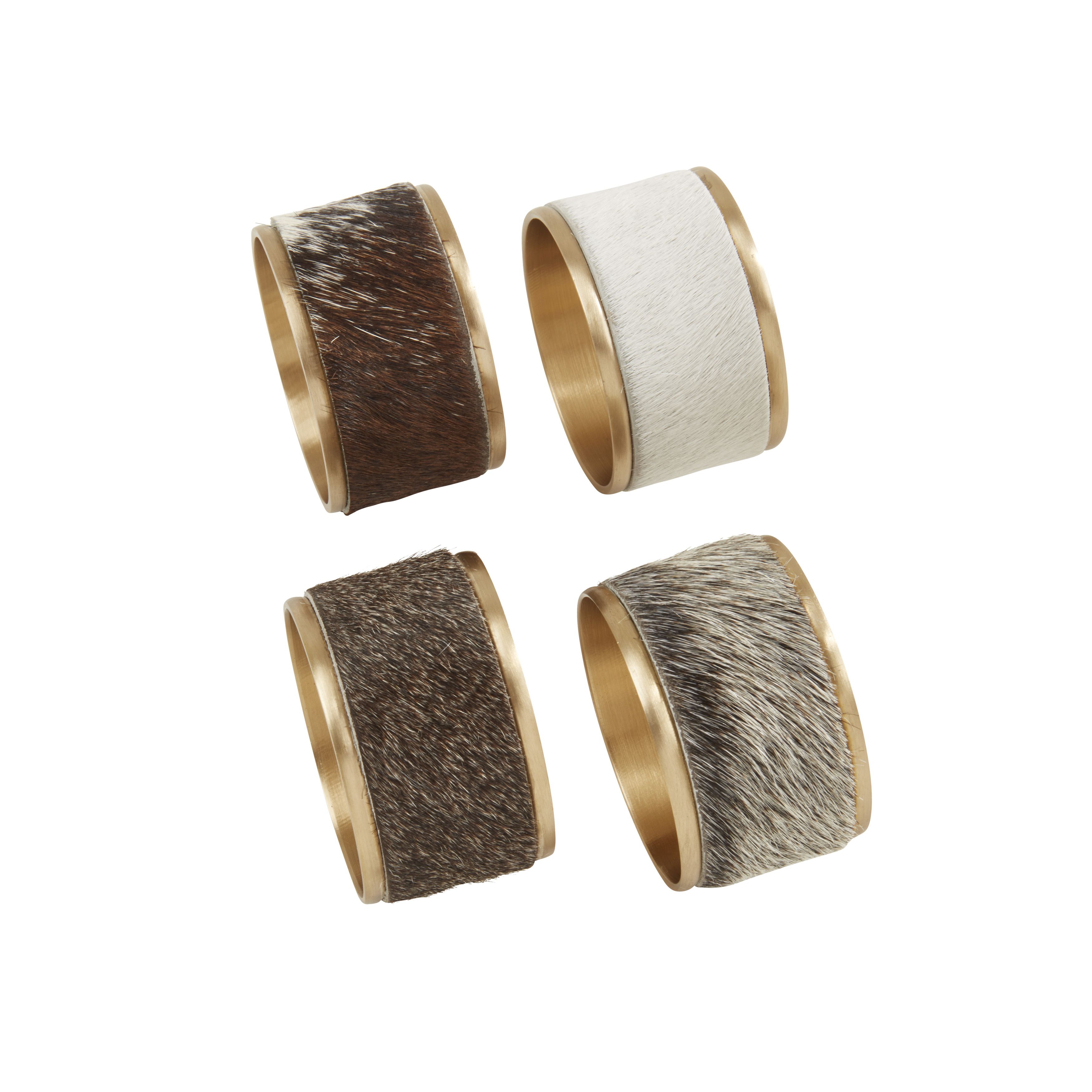 Picture of Saro Lifestyle NR658.BR Cow Hide Napkin Rings, Brown - Set of 4
