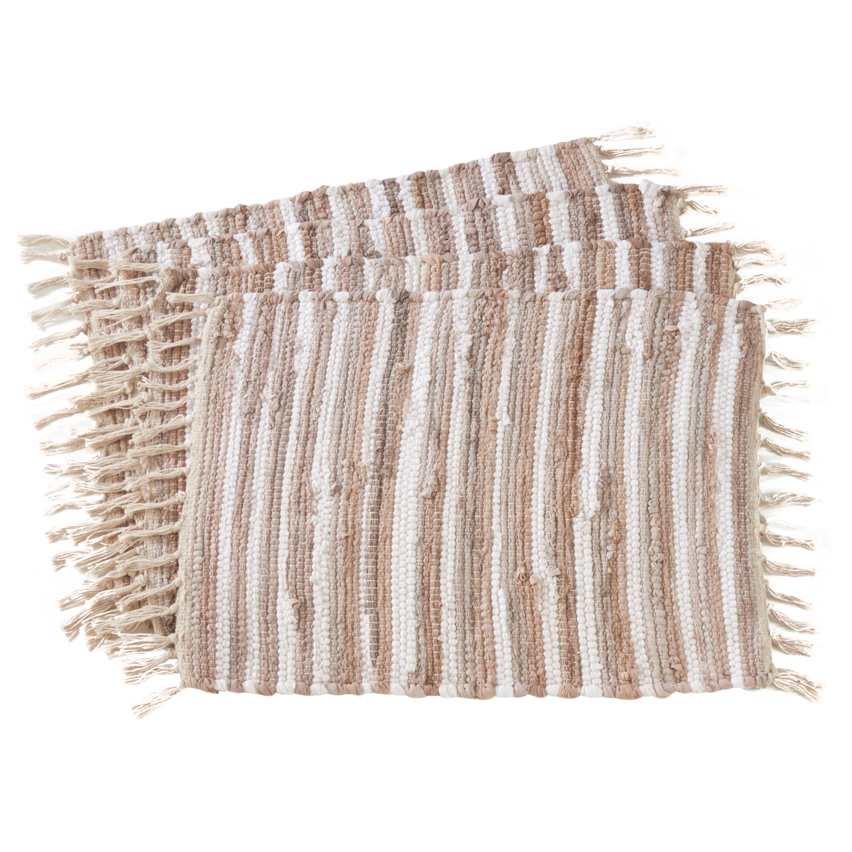 Picture of SARO 4877.N1420B 14 x 20 in. Rectangle Chindi Design Cotton Table Mats - Natural  Set of 4