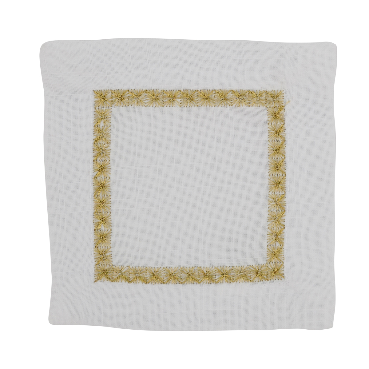 Picture of Saro Lifestyle 5603.GL6S 6 in. Embroidered Border Cocktail Napkin, Gold - Set of 4