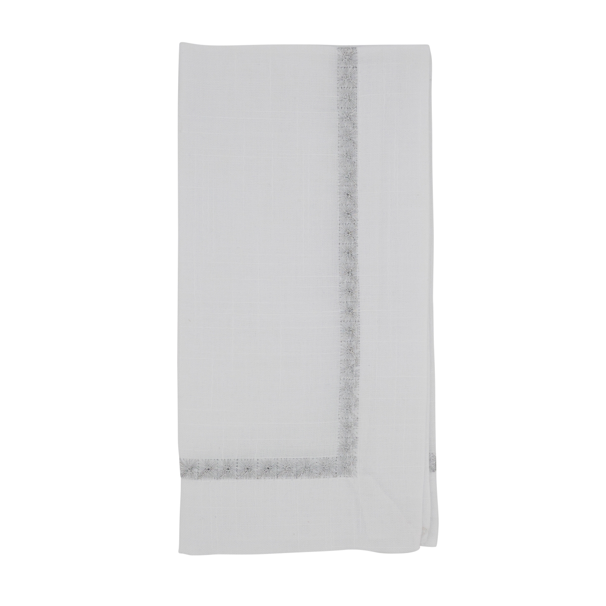 Picture of Saro Lifestyle 5603.S10S 10 in. Embroidered Border Cocktail Napkin, Silver - Set of 4
