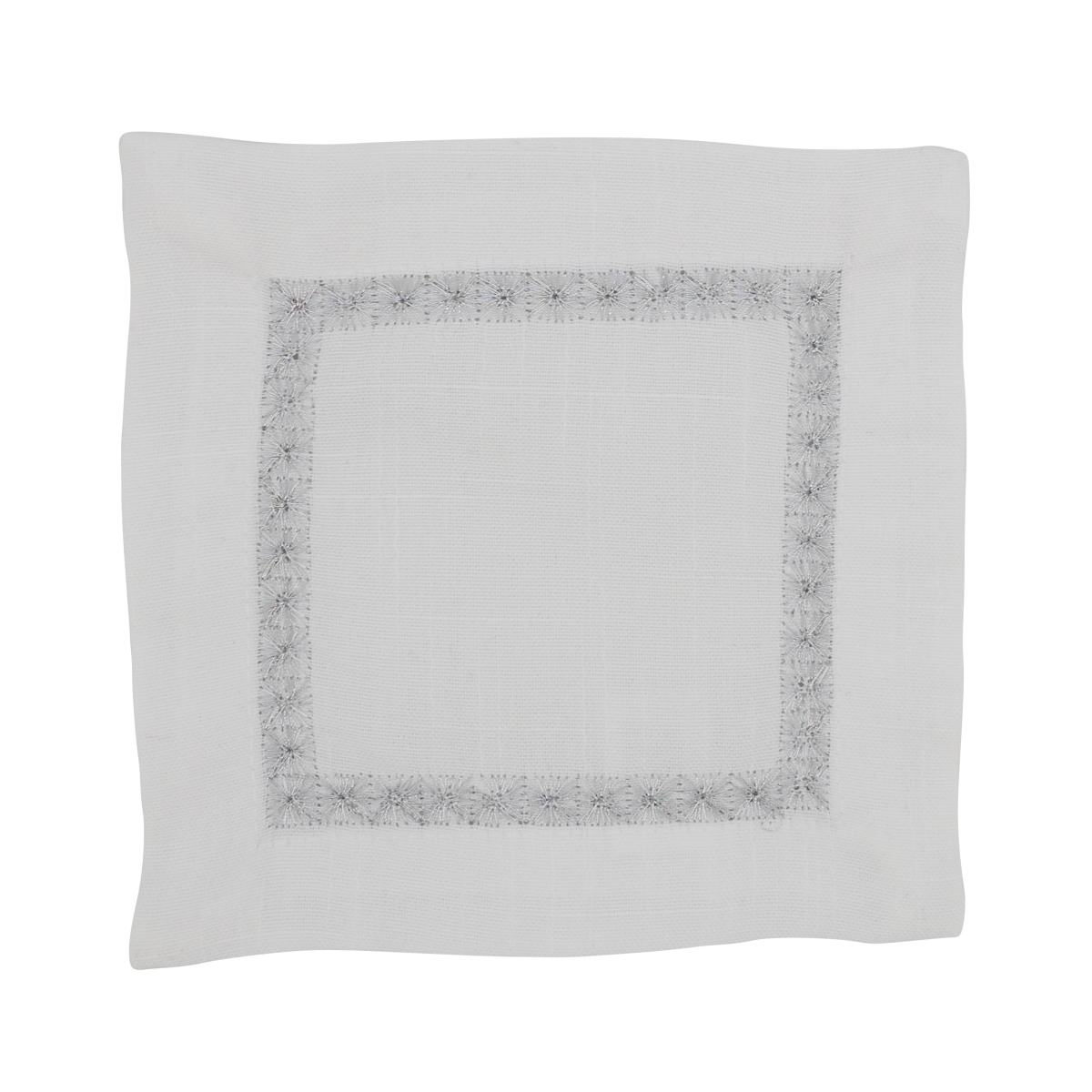 Picture of Saro Lifestyle 5603.S6S 6 in. Embroidered Border Cocktail Napkin, Silver - Set of 4