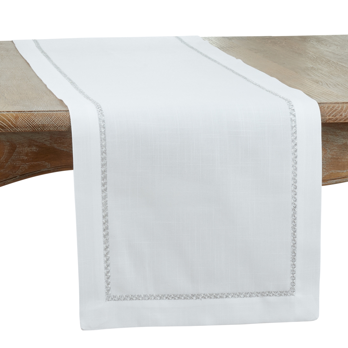Picture of Saro Lifestyle 5603.S1672B 16 x 72 in. Embroidered Border Oblong Table Runner, Silver