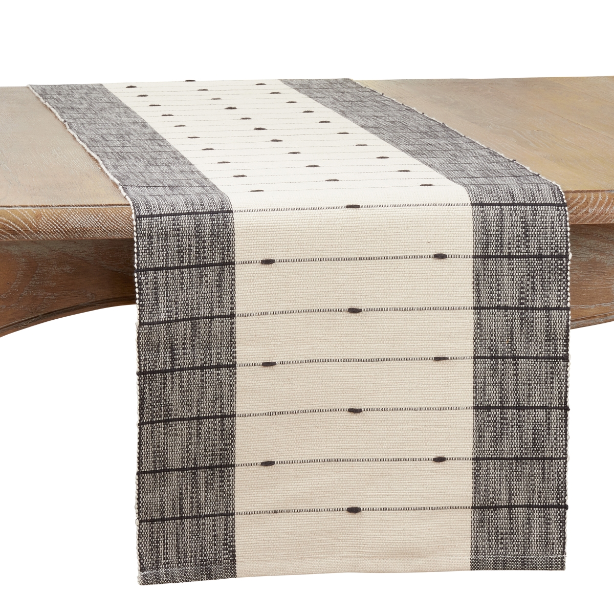 Picture of Saro Lifestyle 5301.BW1672B 16 x 72 in. Stripe Oblong Table Runner, Black & White