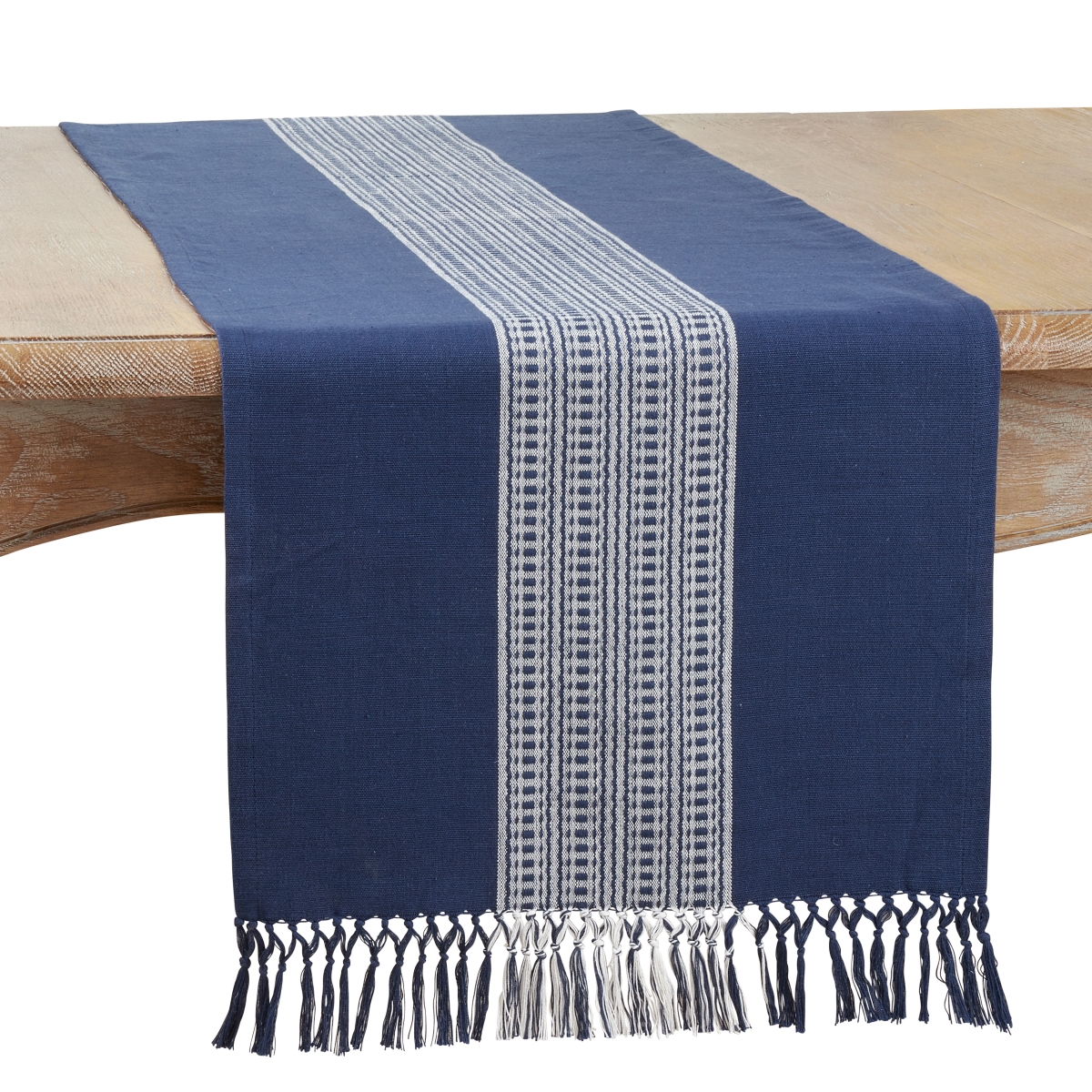 Picture of Saro Lifestyle 365.NB1672B 16 x 72 in. Stripe Oblong Table Runner, Navy Blue