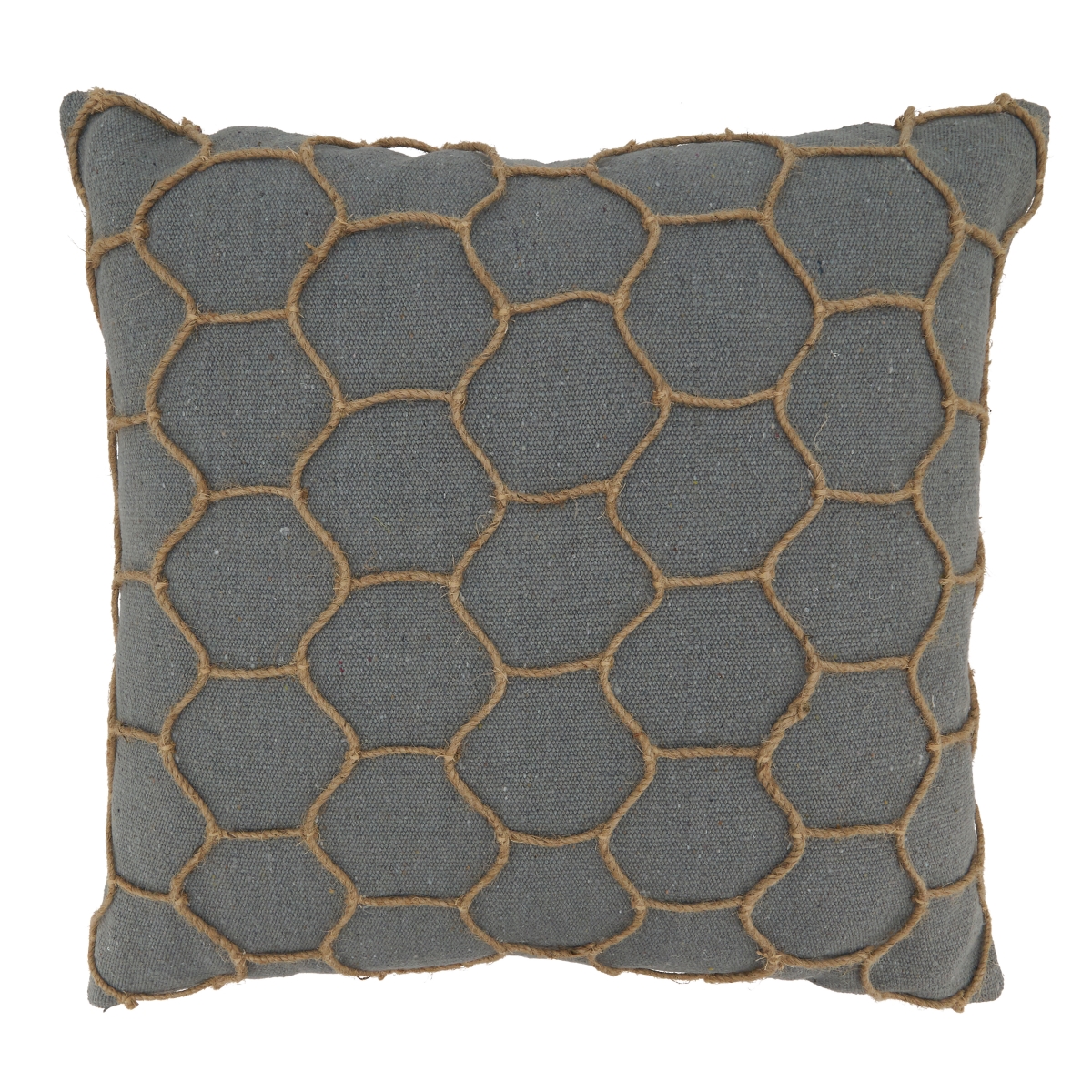 18 in. Dori Embroidered Square Poly-Filled Pillow, Grey