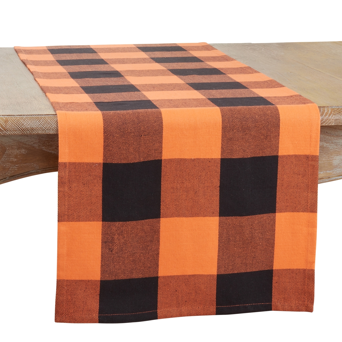 Picture of Saro Lifestyle 5350.OK1690B 16 x 90 in. Buffalo Plaid Oblong Table Runner, Orange & Black