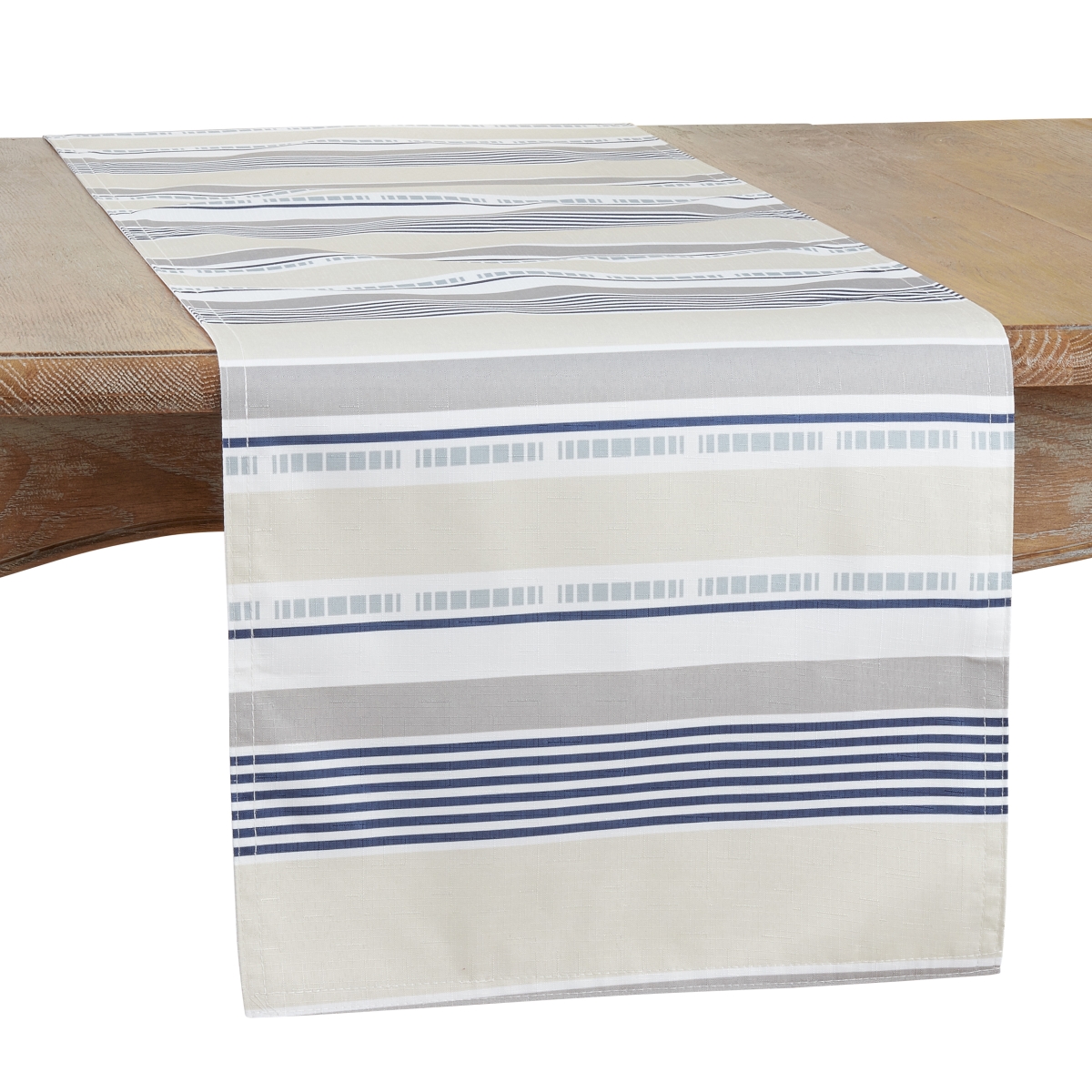 Picture of Saro Lifestyle 6496.KH16120B 16 x 120 in. Striped Oblong Table Runner, Khaki