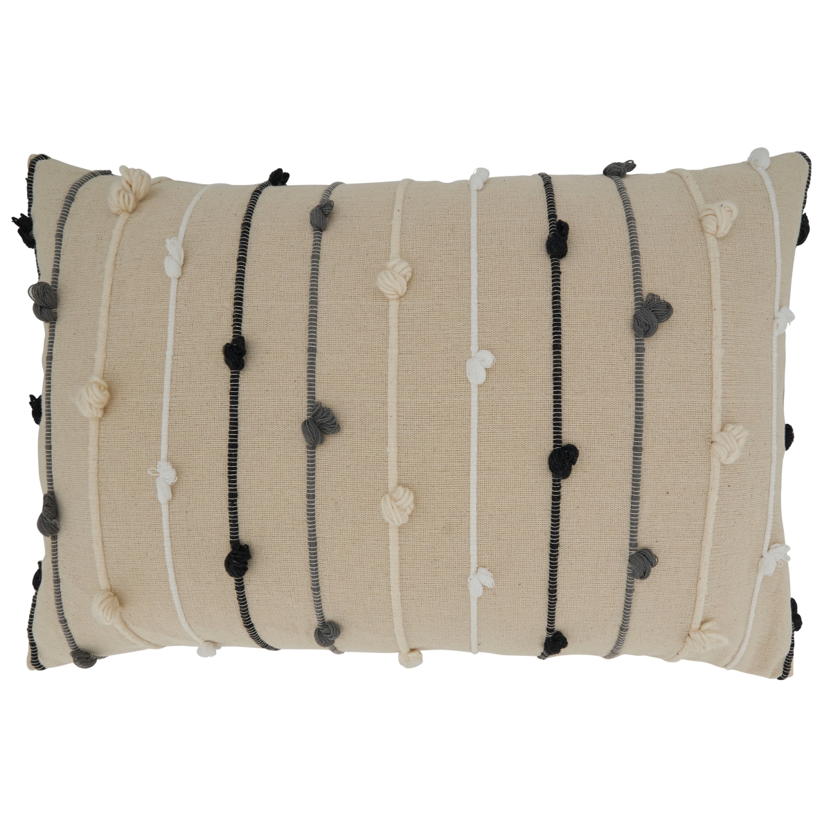16 x 24 in. Knotted Oblong Pillow Cover, Black & White