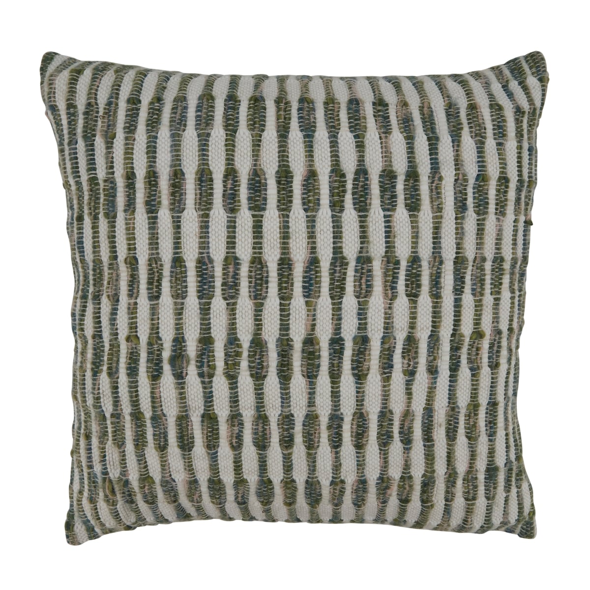 22 in. Woven Line Square Pillow Cover, Green