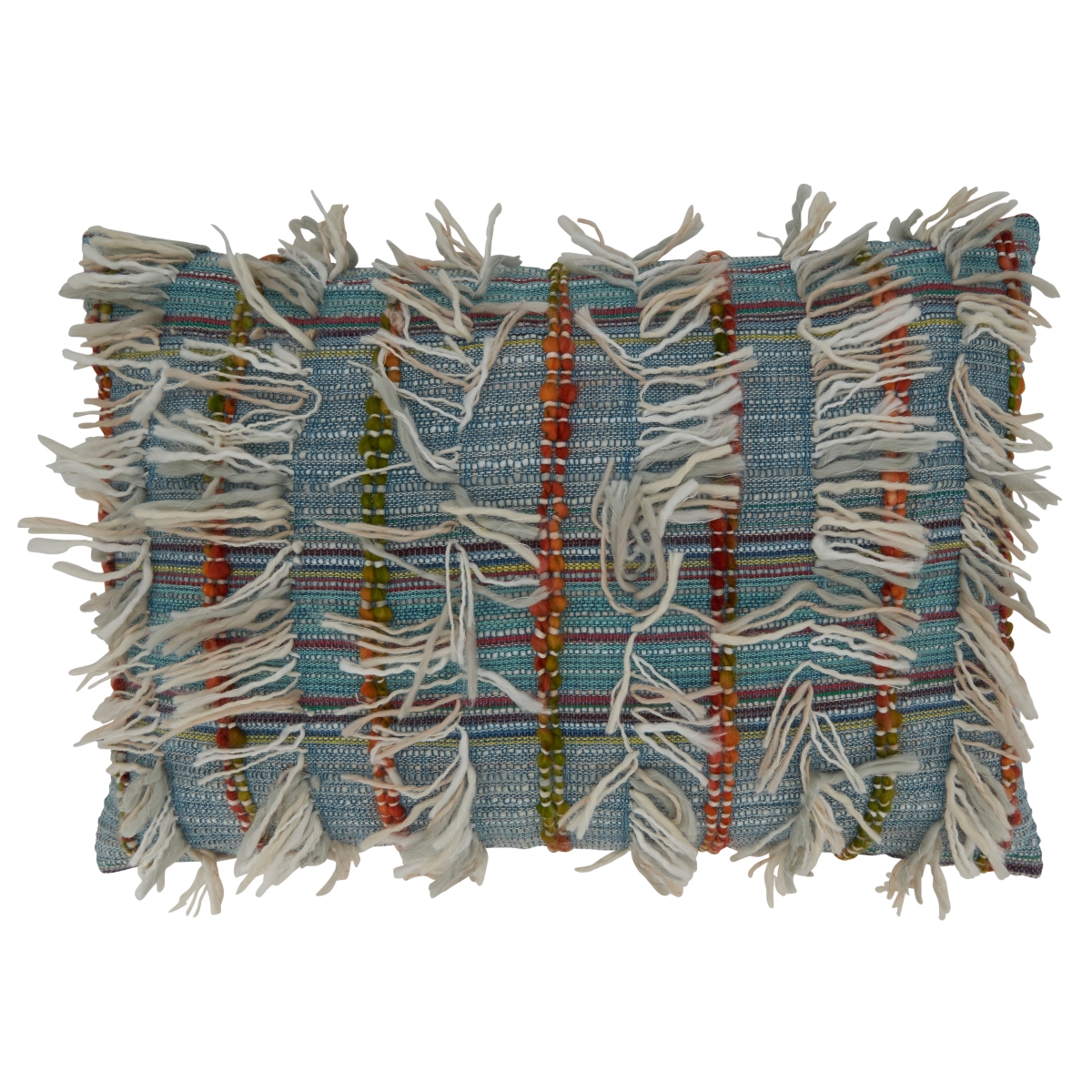 235.M1624BP 16 x 24 in. Shaggy Striped Poly-Filled Oblong Pillow, Multi Color
