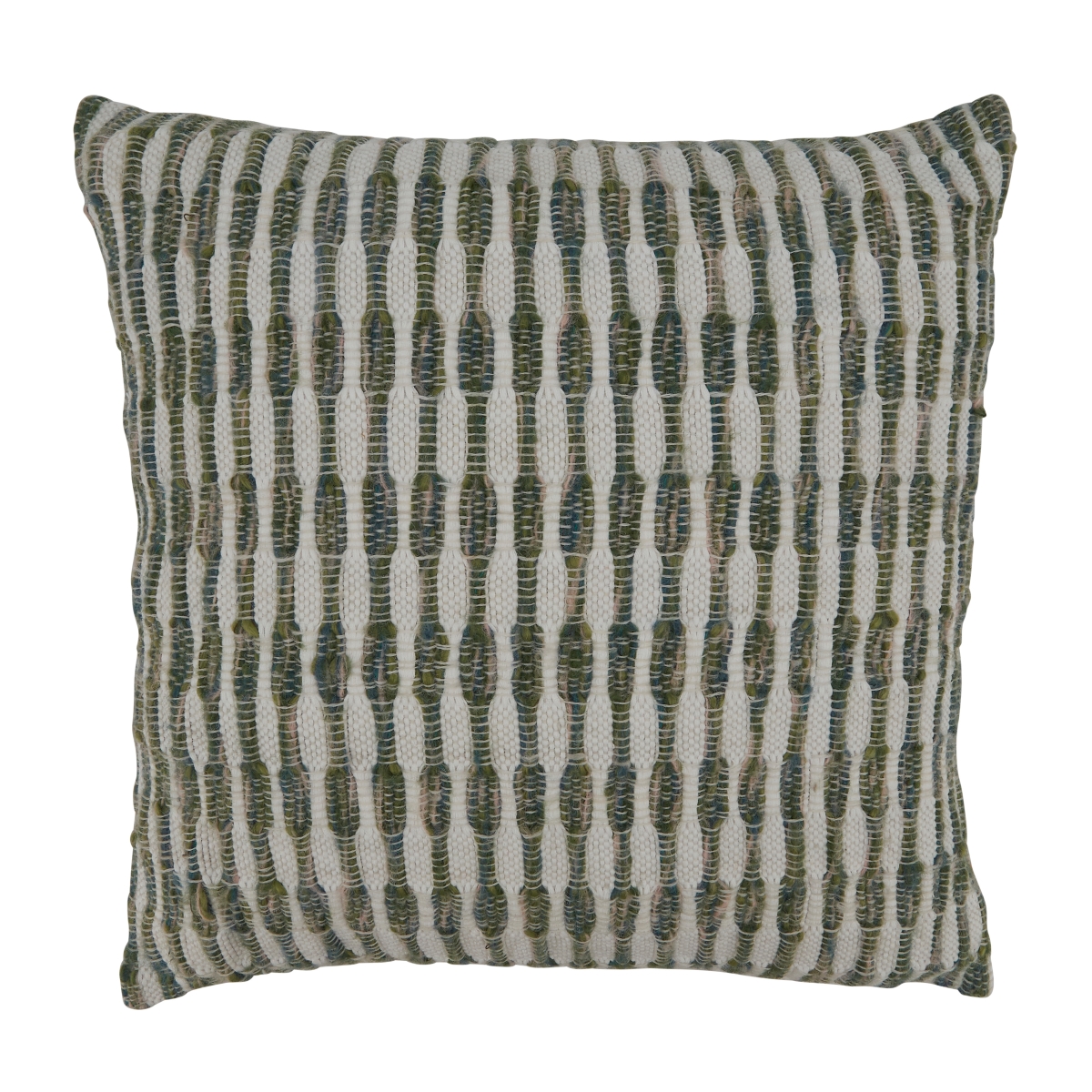 22 in. Woven Line Square Poly-Filled Pillow, Green