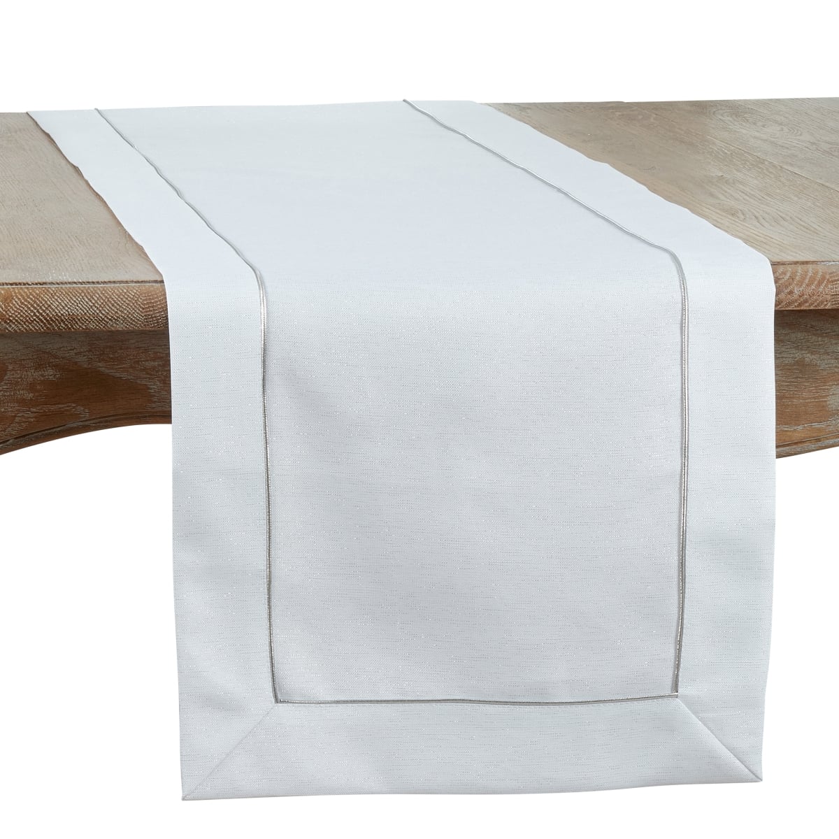 Picture of Saro Lifestyle 9110.W1654B Shimmering Table Runner with Piping Detail