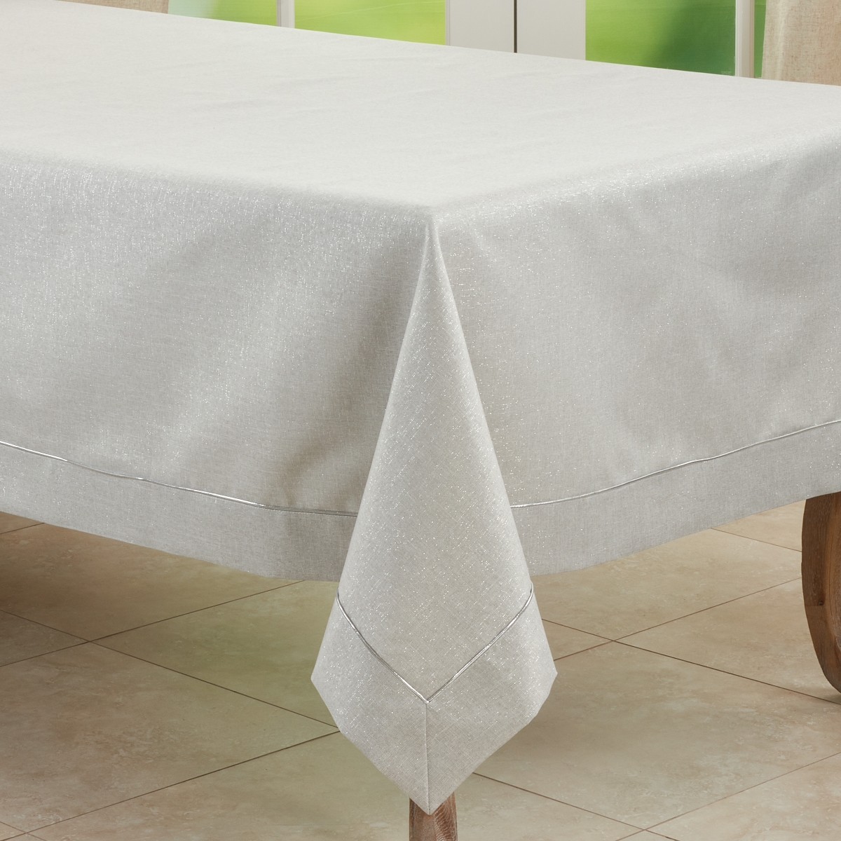 Picture of Saro Lifestyle 9110.S70S Shimmering Tablecloth with Piping Detail