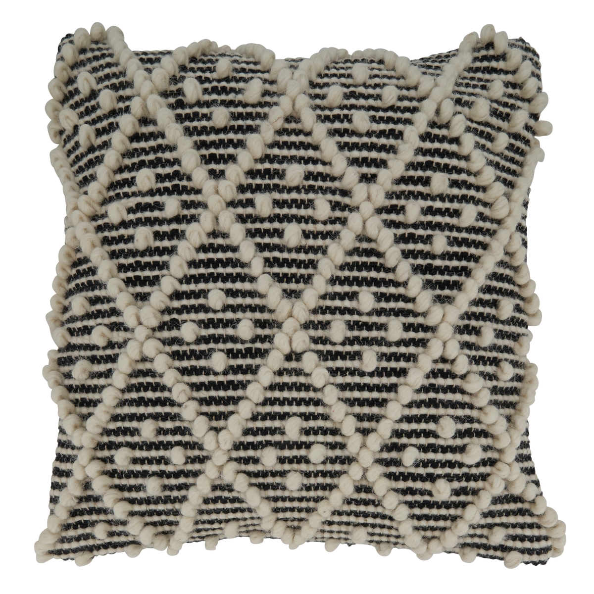 18 in. Diamond Woven Square Down Filled Pillow, Black & White