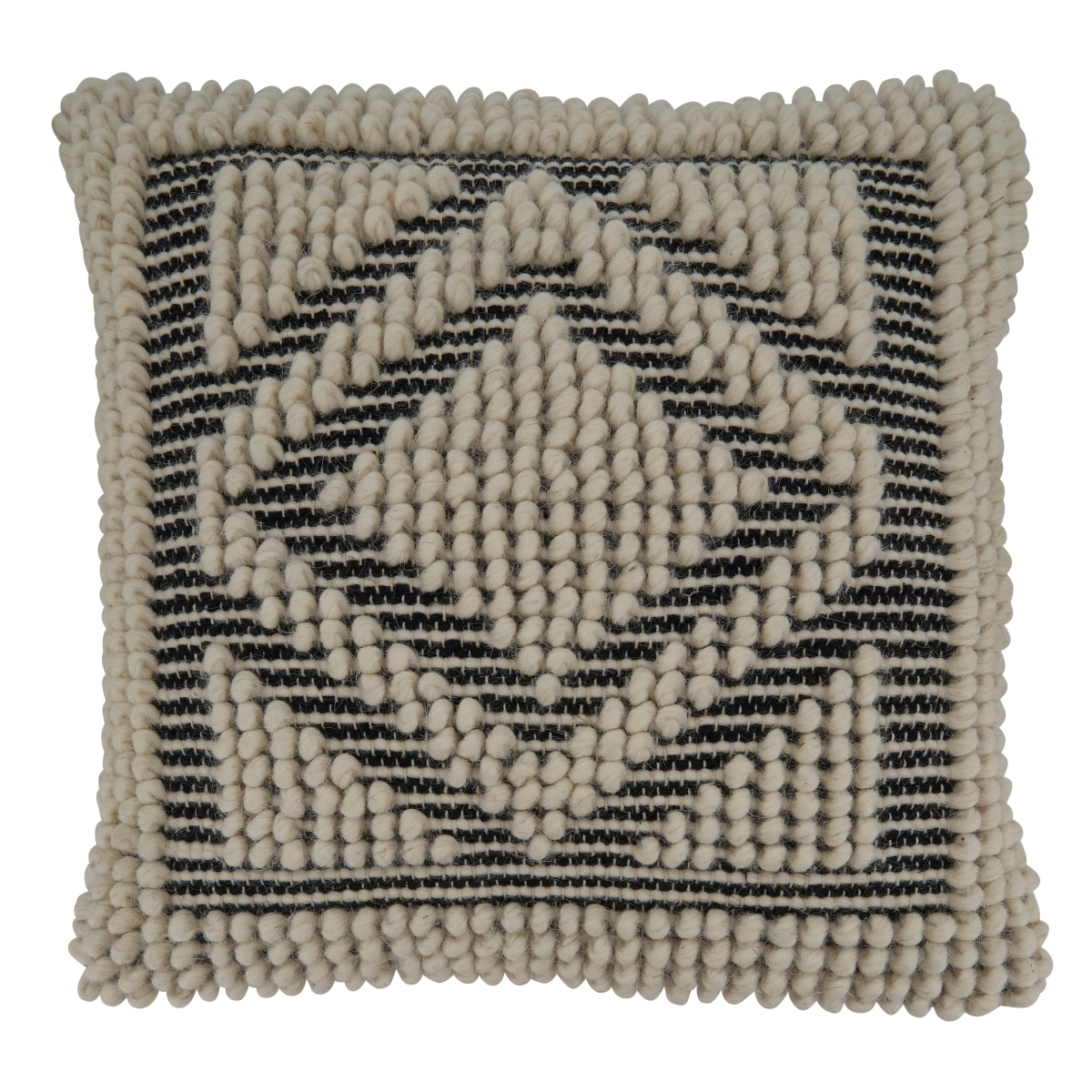 18 in. Diamond Woven Square Down Filled Pillow, Black & White