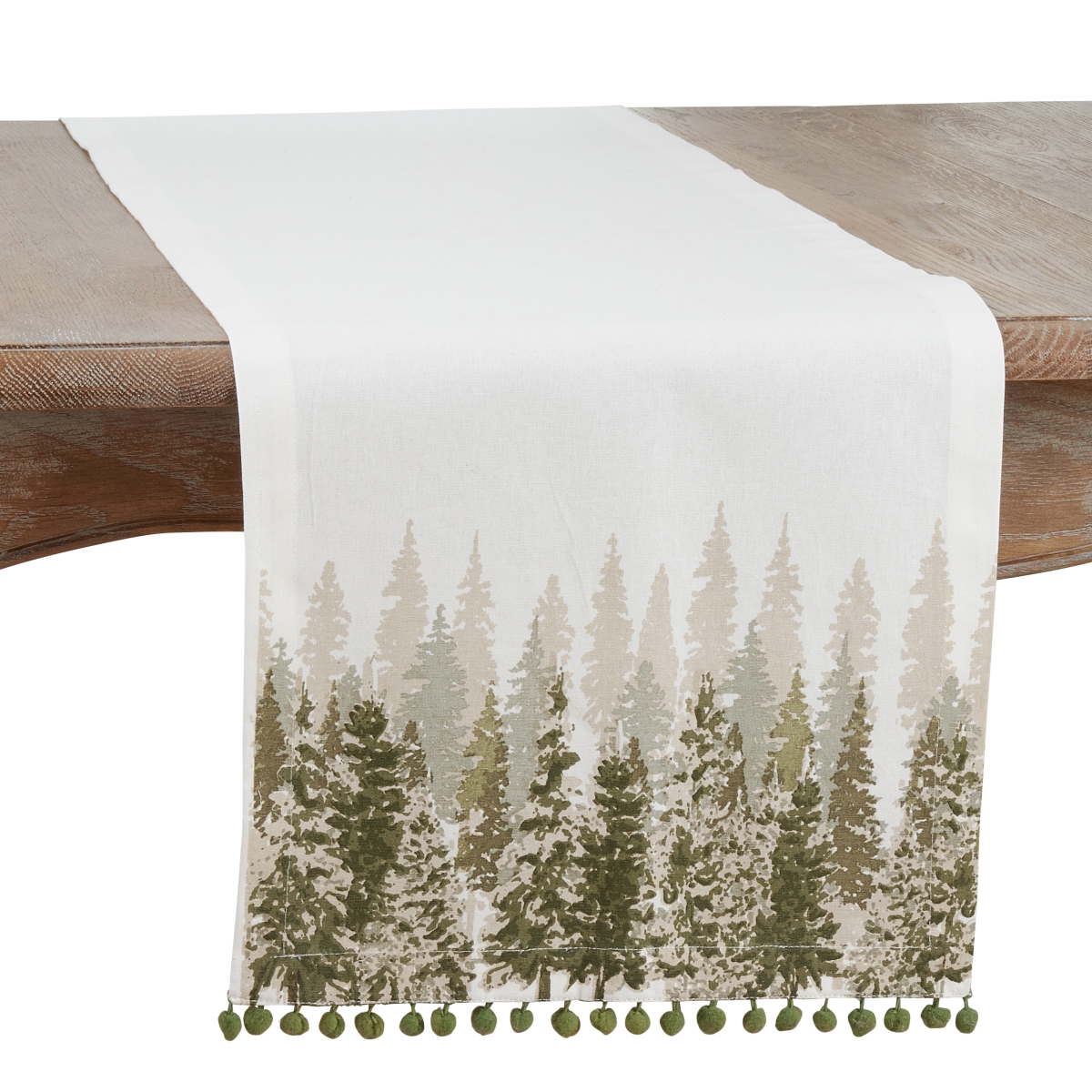 Picture of Saro Lifestyle 1292.G1672B 16 x 72 in. Christmas Tree Pom Pom Oblong Table Runner, Green