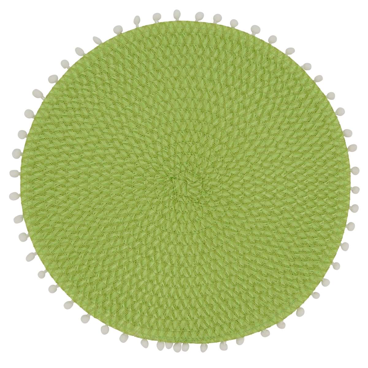 Picture of Saro Lifestyle 2802.LM15R 15 in. Pom Pom Round Placemat, Lime - Set of 4