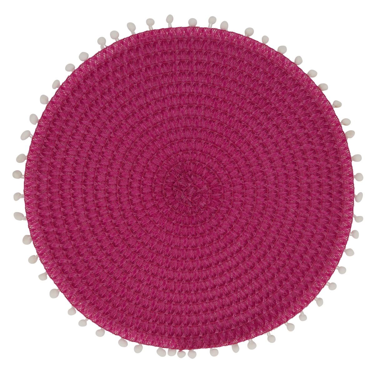 Picture of Saro Lifestyle 2802.FU15R 15 in. Pom Pom Round Placemat, Fuchsia - Set of 4
