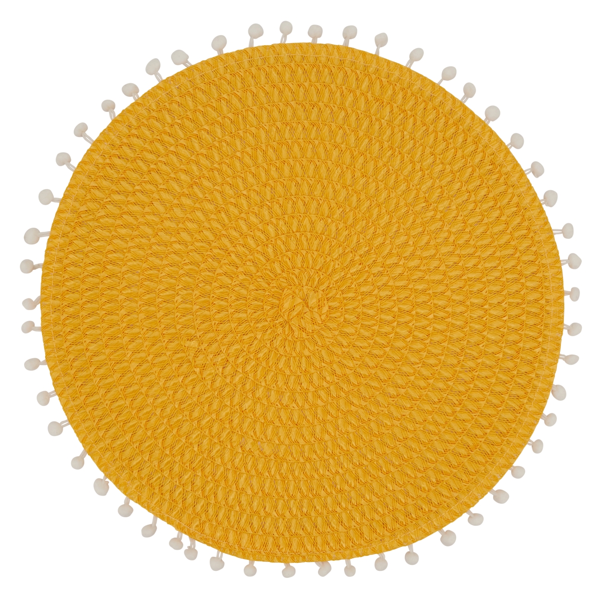 Picture of Saro Lifestyle 2802.Y15R 15 in. Pom Pom Round Placemat, Yellow - Set of 4