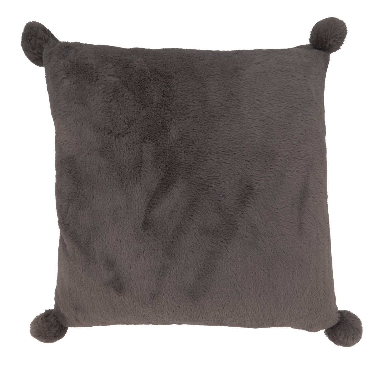 18 in. Faux Rabbit Fur Poly-Filled Throw Pillow, Grey