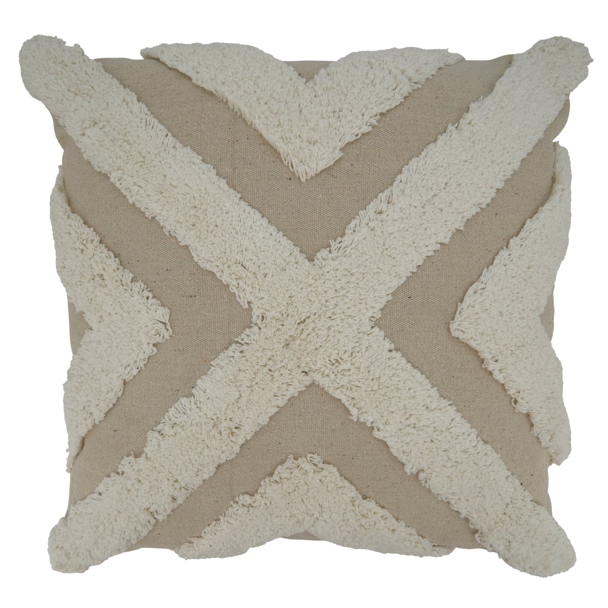 20 in. Square Tufted Cross Throw Pillow with Down Filling
