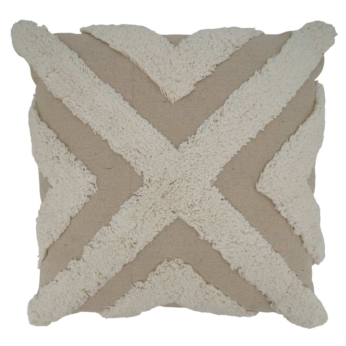 20 in. Square Tufted Cross Throw Pillow with Poly Filling